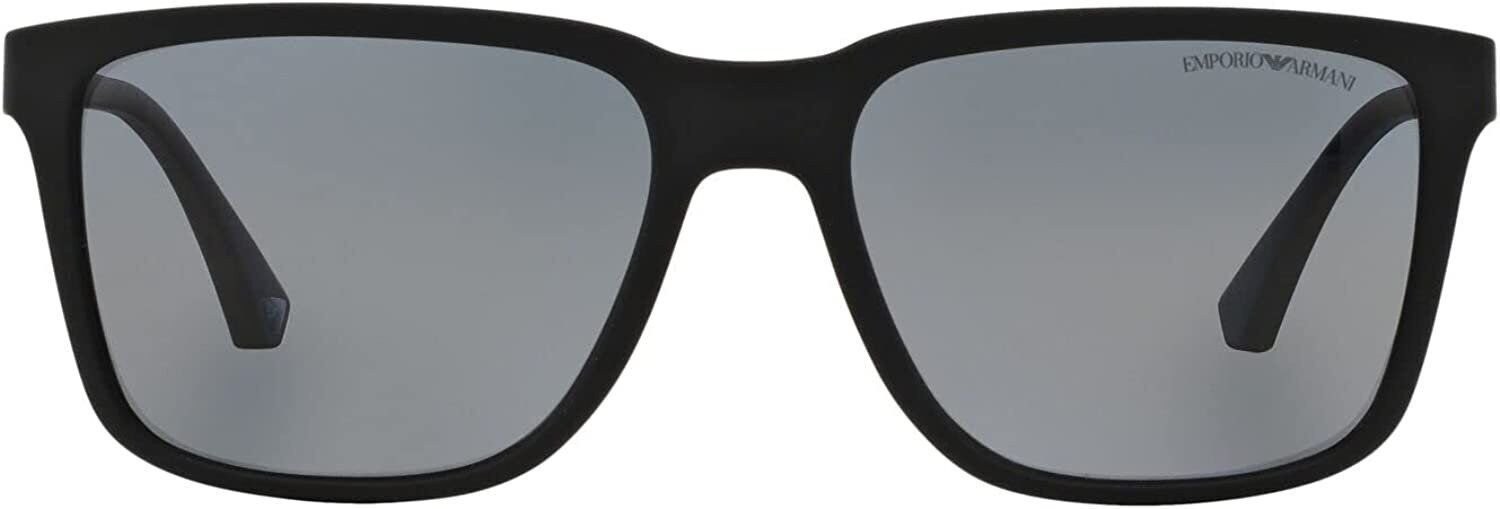 Emporio Armani EA4047 5063/81 Black Rubber Grey Polarized Sunglasses