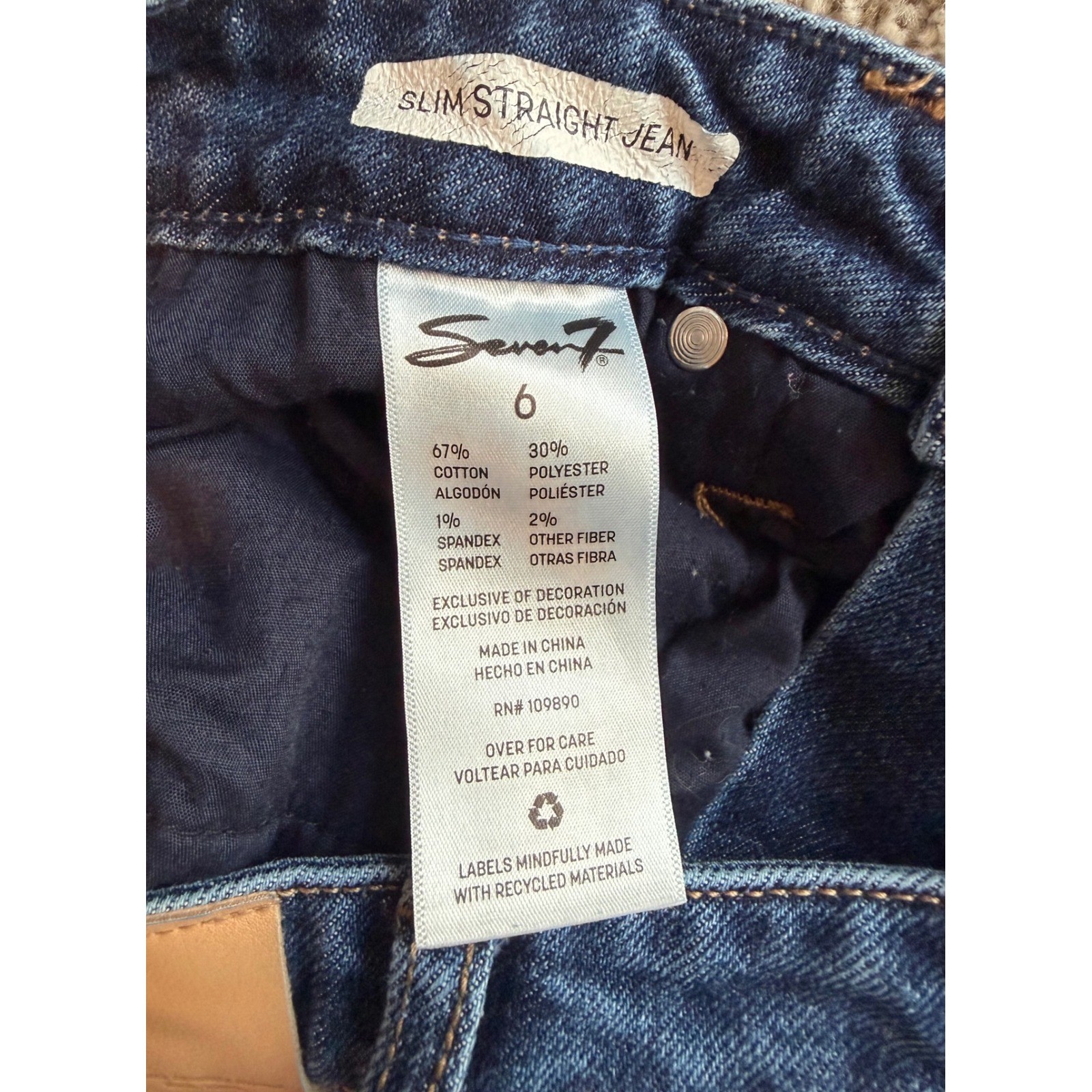 Seven7 Slim Straight Jean Birch Medium Wash Denim High Rise Size 6 MY10158DE