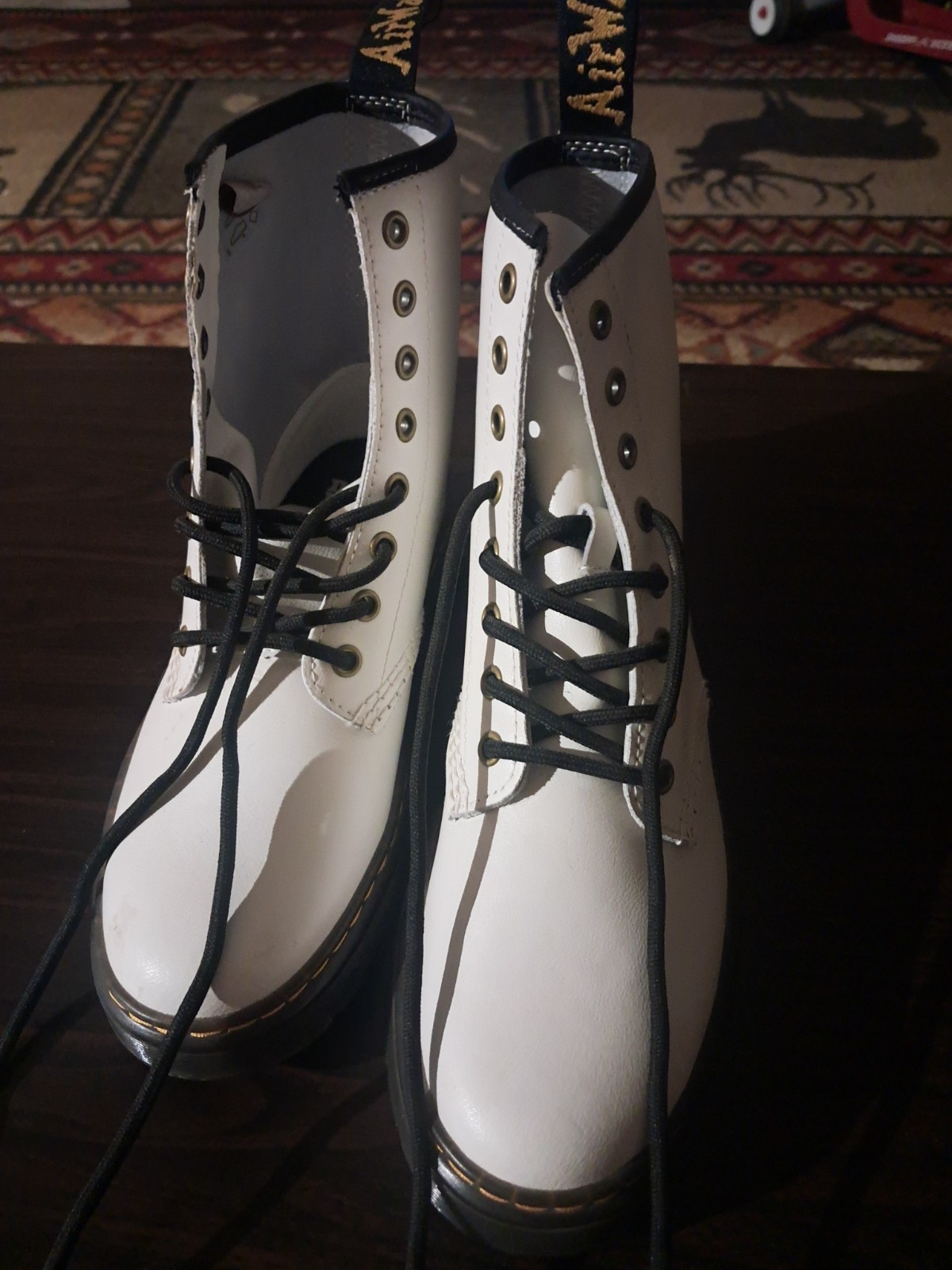 Dr. Martens 1460 White Leather Ankle Combat Boots Lace-Up Pull Tab Women’s 10