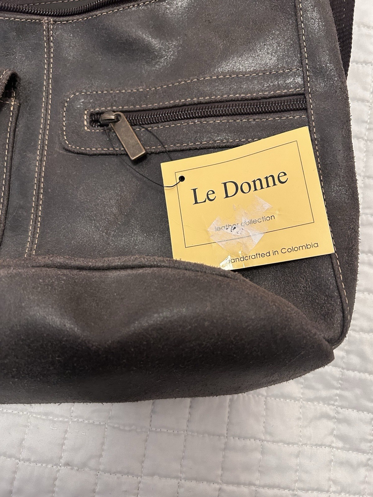 Le Donne Leather Multi-Pocket Backpack Brown NWT