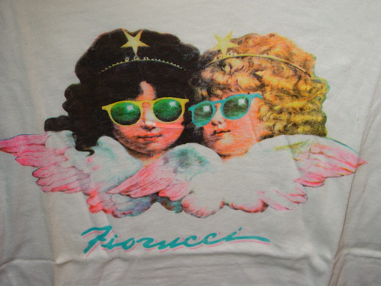 FIORUCCI 1980’s VINTAGE ANGELS SHIRT -White, NEW OLD STOCK SIZE SMALL
