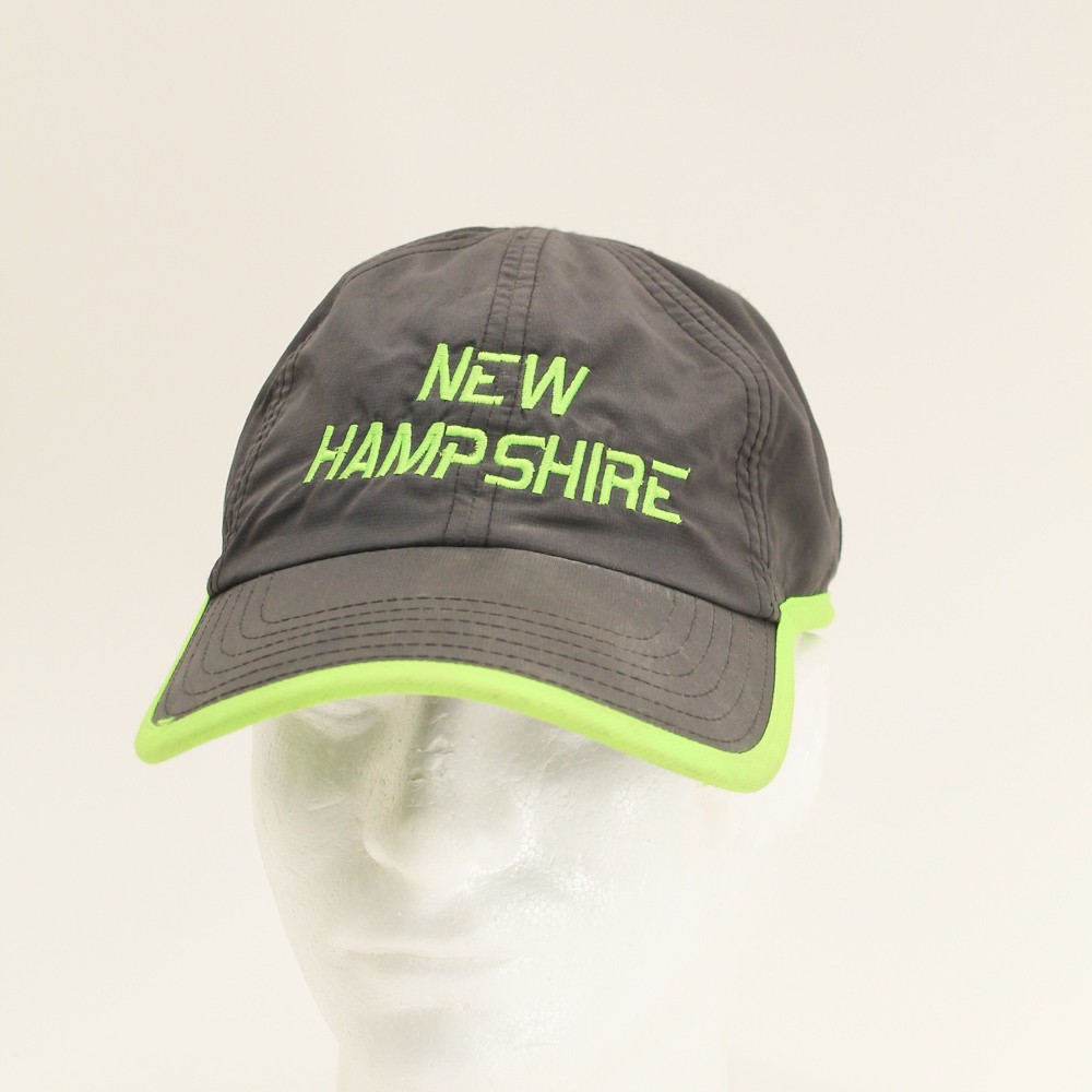 New Hampshire green on lightweight gray running cap