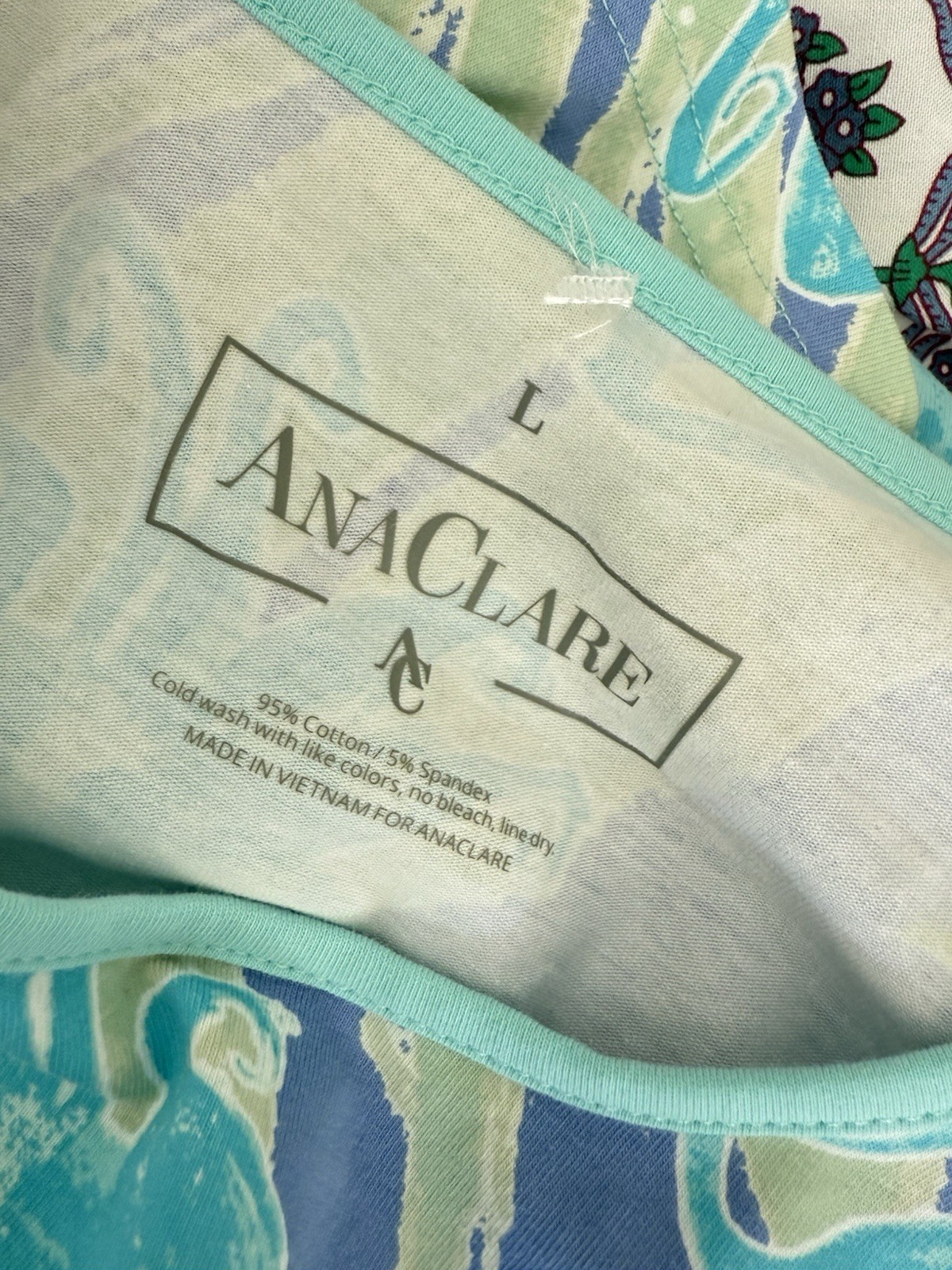 Ana Clare T Shirt Dress L under Sea Horse Fish Octopus Lavender Coastal Pockets