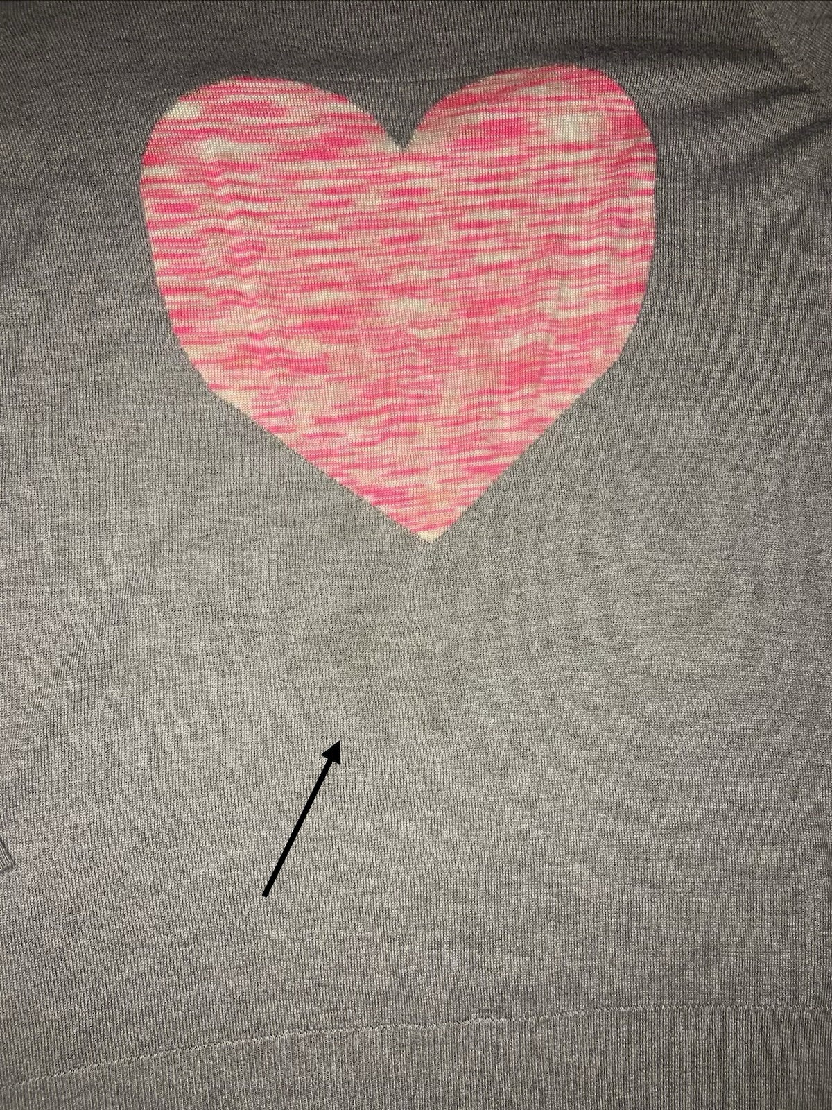Torrid women’s Sz:1 Gray Knit Sweater Pink space dye heart Pullover Plus Size