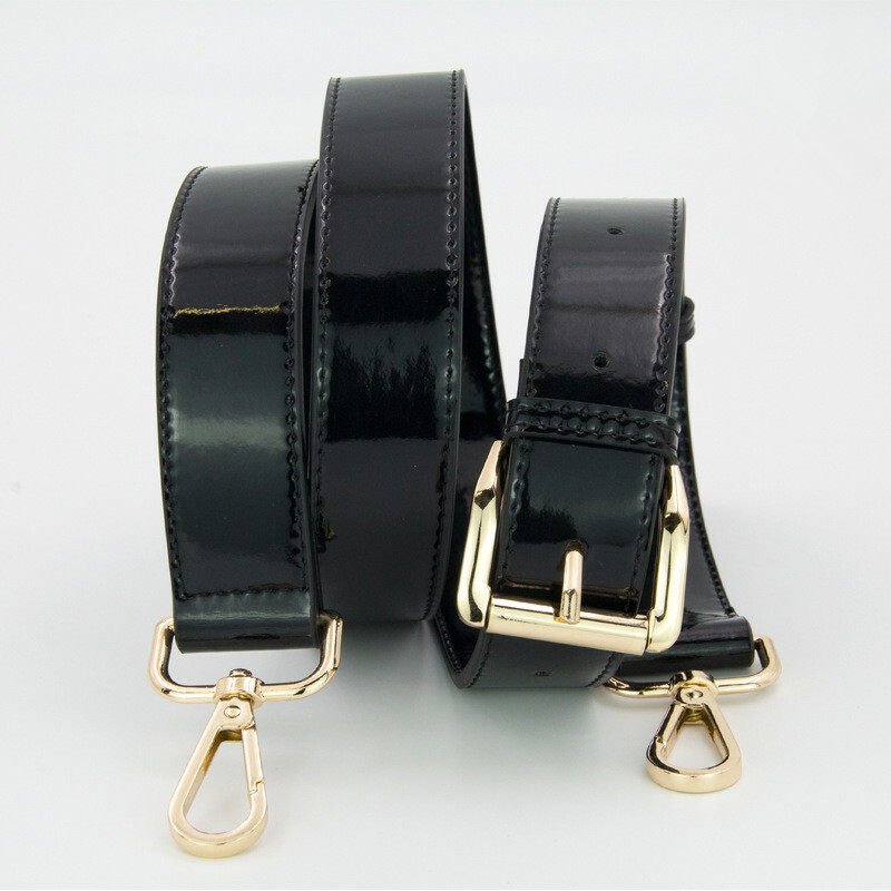 Black Patent Leather Shoulder Crossbody Replacement Adjustable Handbag Bag Strap