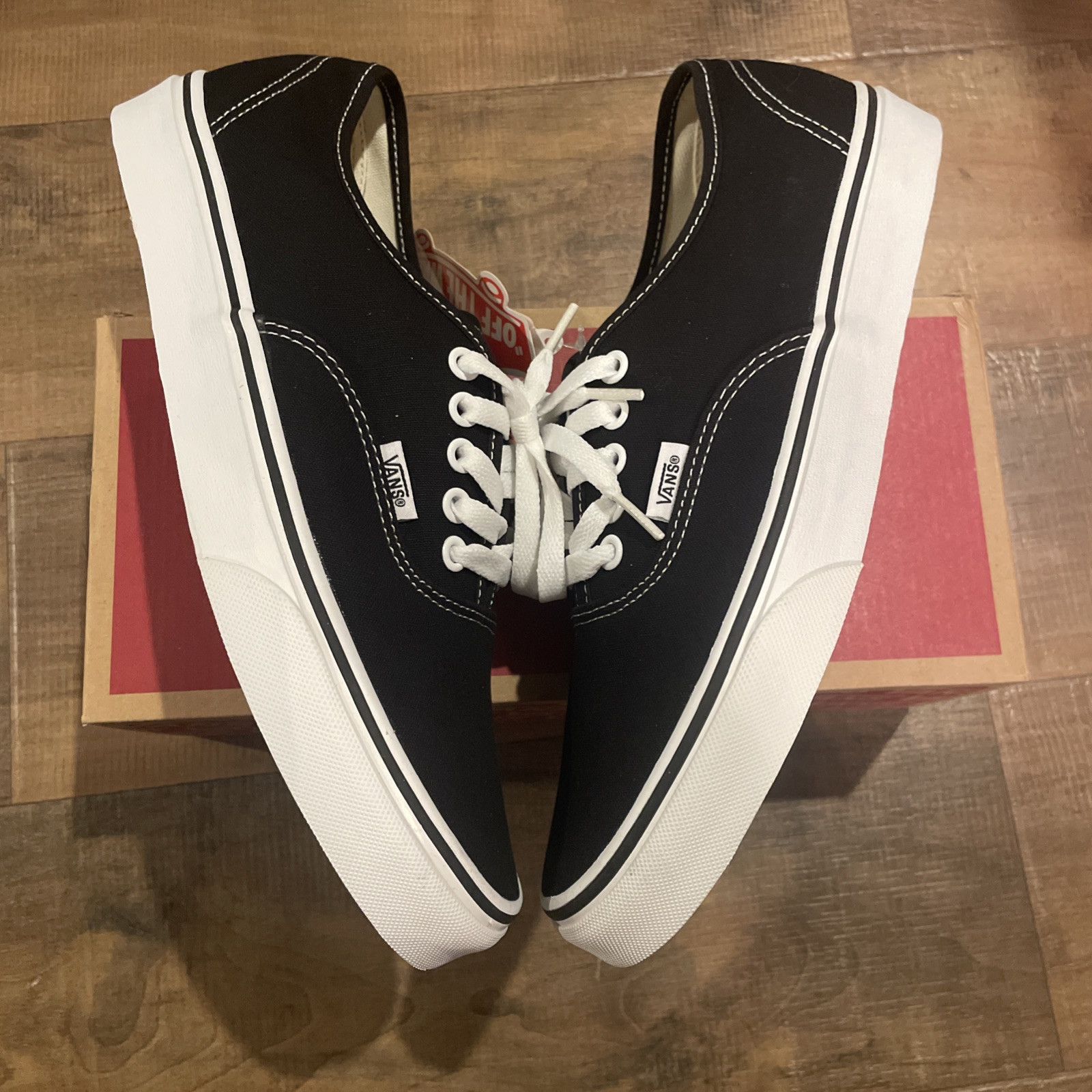 Vans Authentic Low Top Black White VN000EE3BLK Mens Size 9 Womens 10.5 NEW!