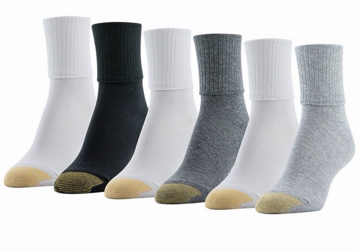 Gold Toe Edition Women’s Classic Turn Cuff Socks, 6 Pair, Shoe Size 6-9 Assorted