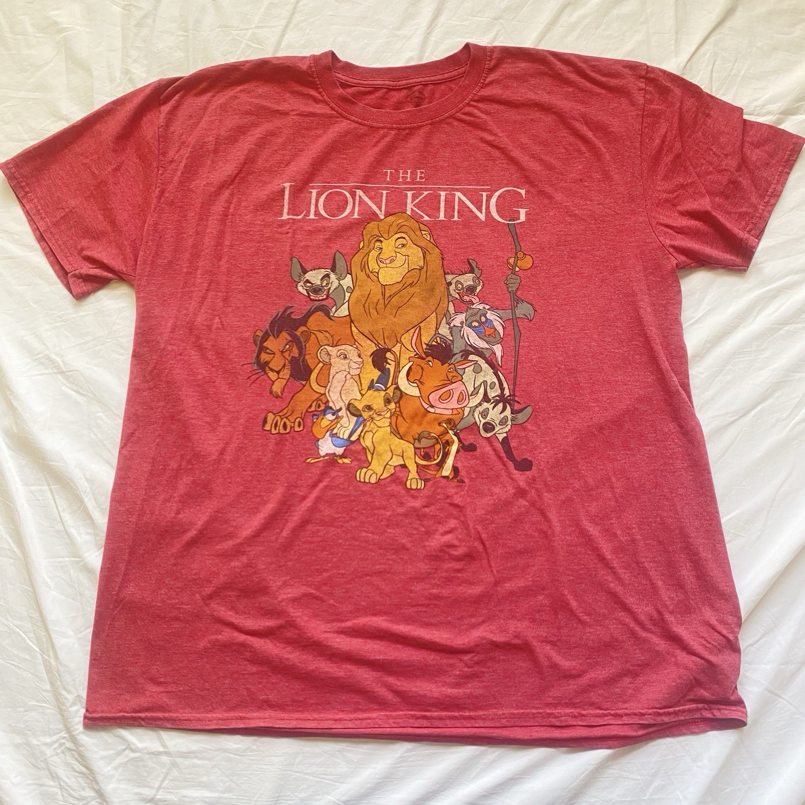 Vintage Style Disney The Lion King TShirt Red Simba Timon Pumbaa Mufasa Size XXL