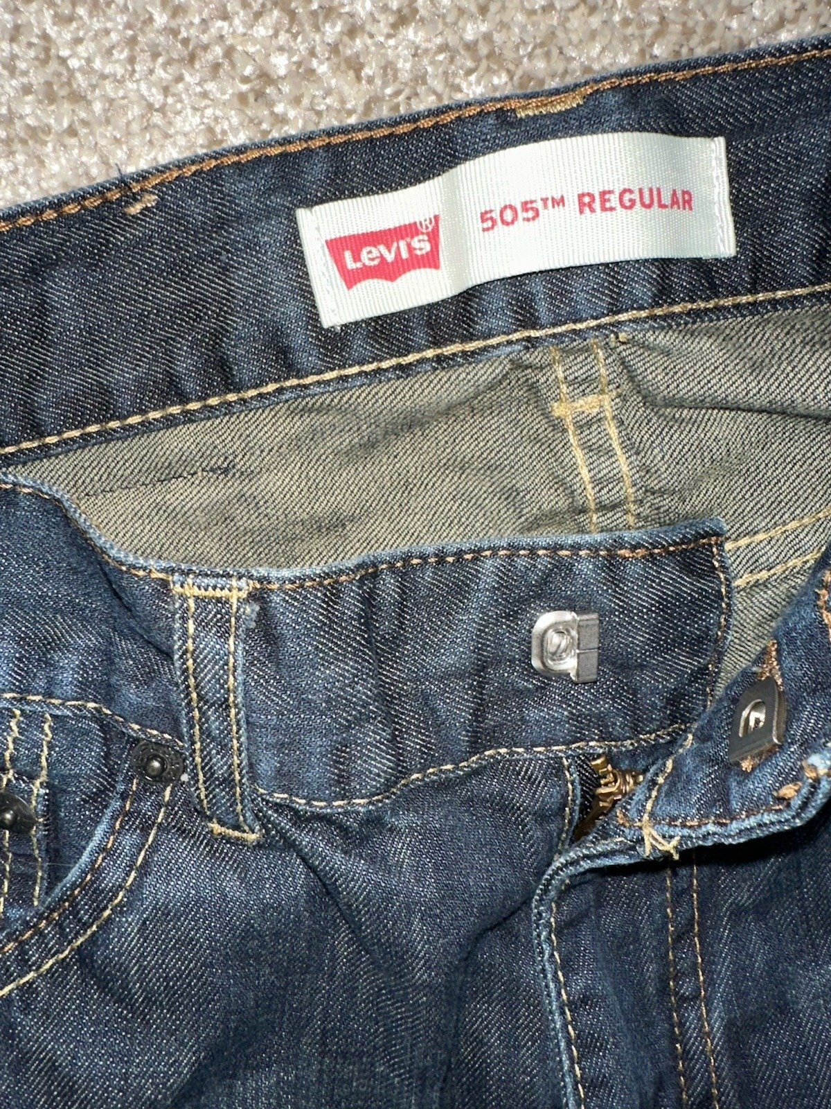 Vintage Levis 505 Jeans 27×27 Dark Wash Straight Brown Womens Boys Red Tab Denim