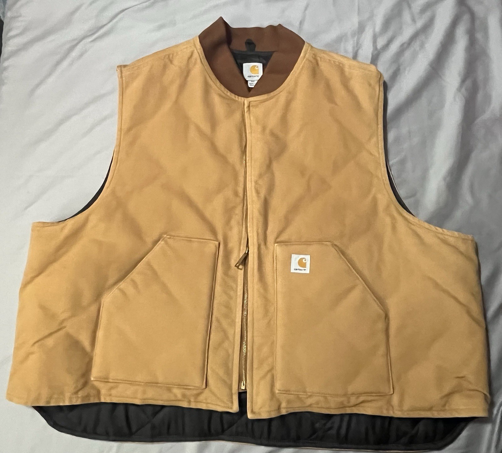Carhartt Vest Firm Duck Work Quilted Size 5XL -Brown Vintage