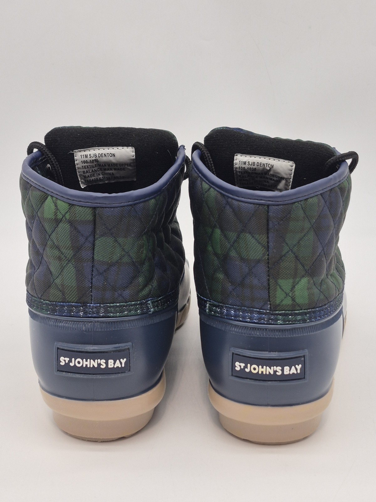 St. John’s Bay Rain Snow Boots Blue Green Quilted Plaid Womens Size 11 Shoes
