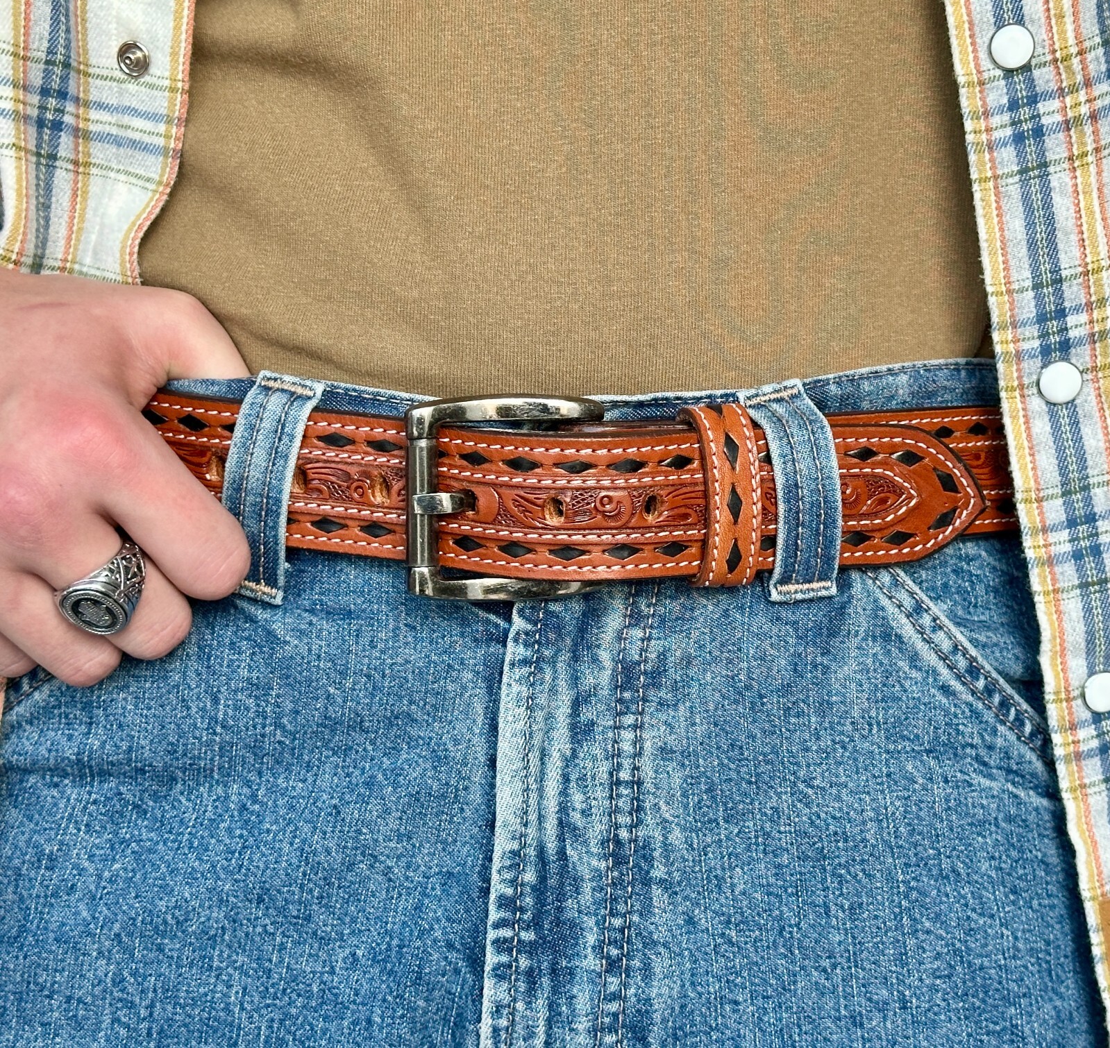 Handmade Heavy Duty Leather Work Tool Gun Belt 1.5″ Thick Belt Removable Buckle