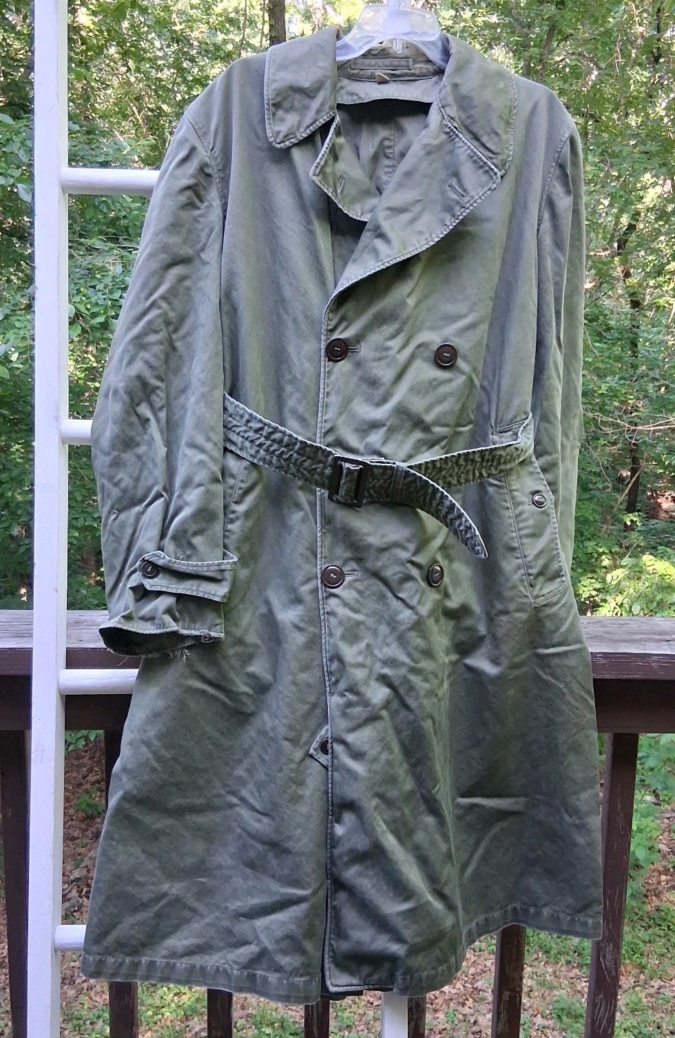 VTG 1953 US Army Korean War Double Breasted Olive Green Overcoat OG-107 Mens Med