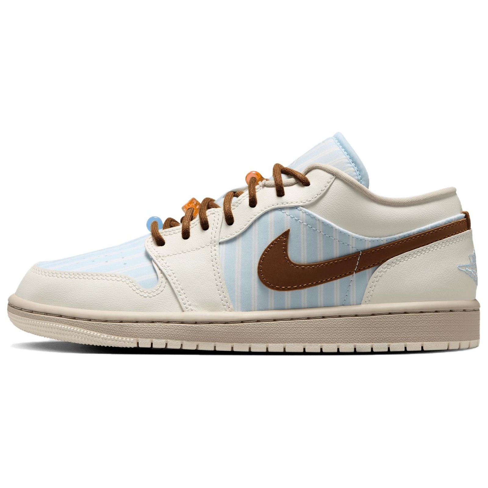 Air Jordan 1 Low Pinstripe Pack Hydrogen Blue Cream Womens White Blue IR7553-422