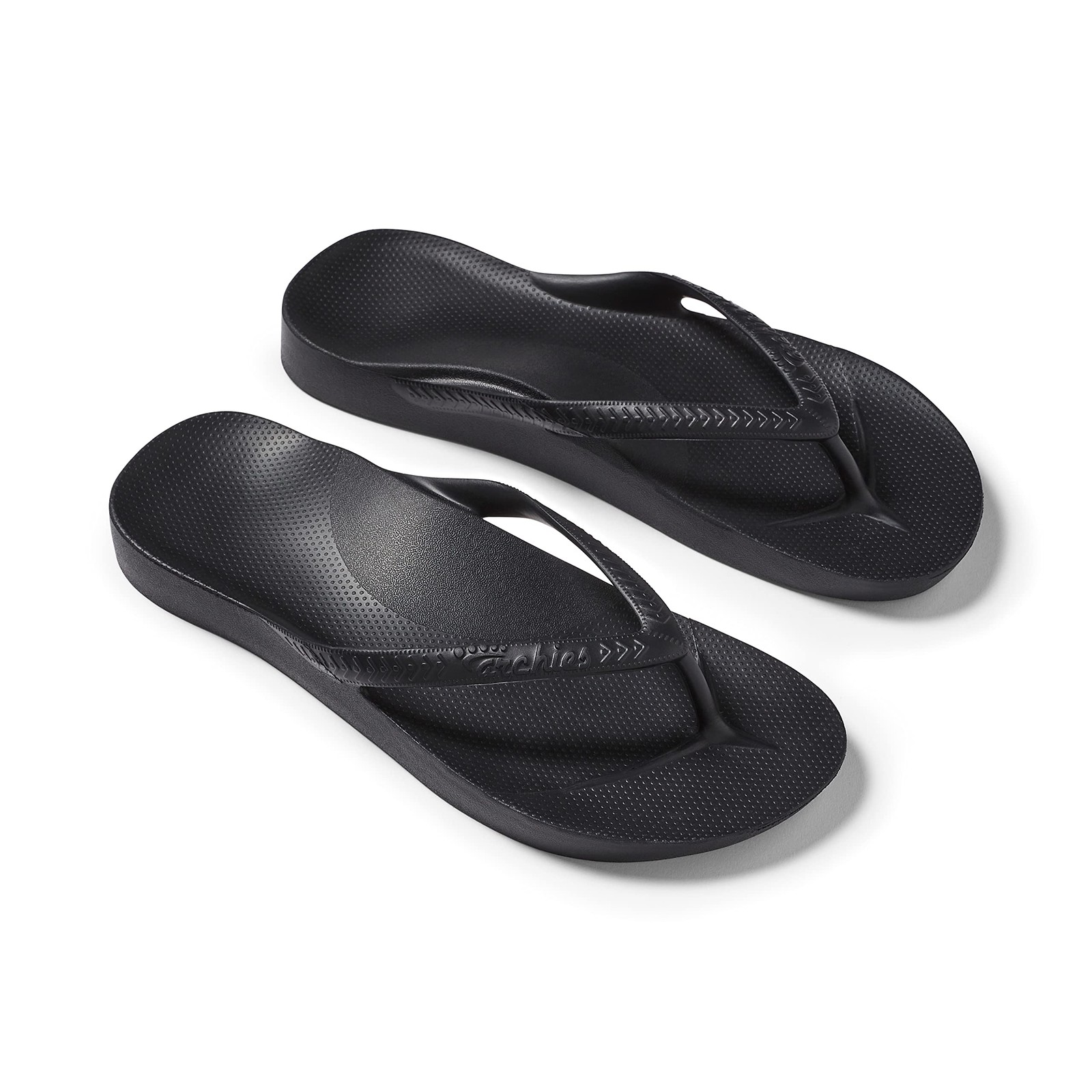 Archies Arch Support Flip Flops, Unisex, Black, US Men’s 6/Women’s 7
