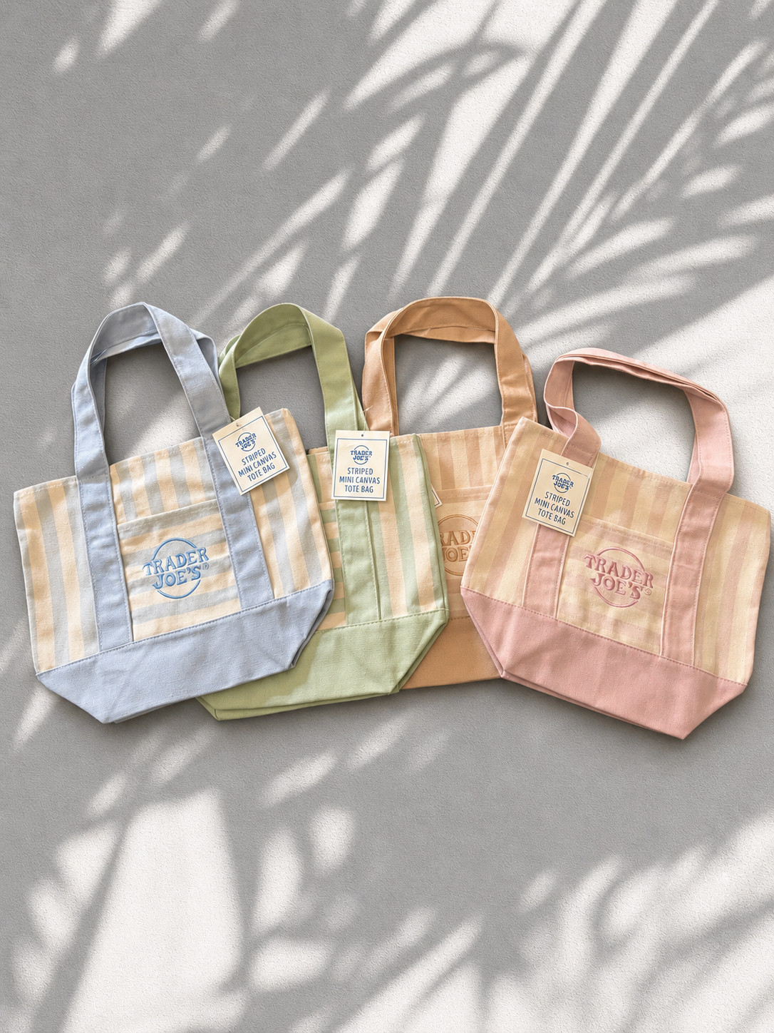 NWT Ready to ship!!✨ Trader Joe’s Striped Canvas Mini Tote Set of 4 Summer 2026