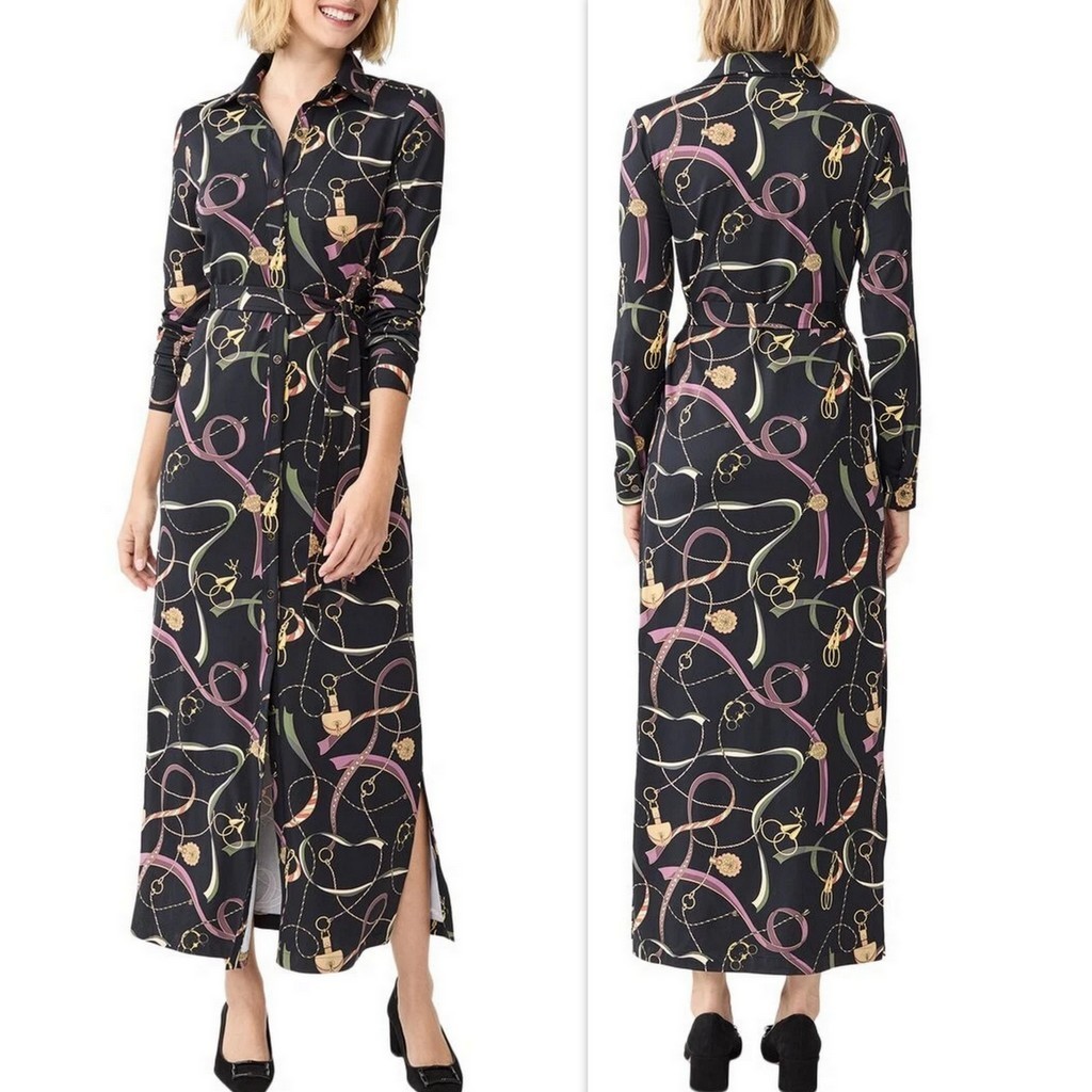 J.McLaughlin S Armory Catiline Cloth Point Collar Button Front Long Sleeve Dress