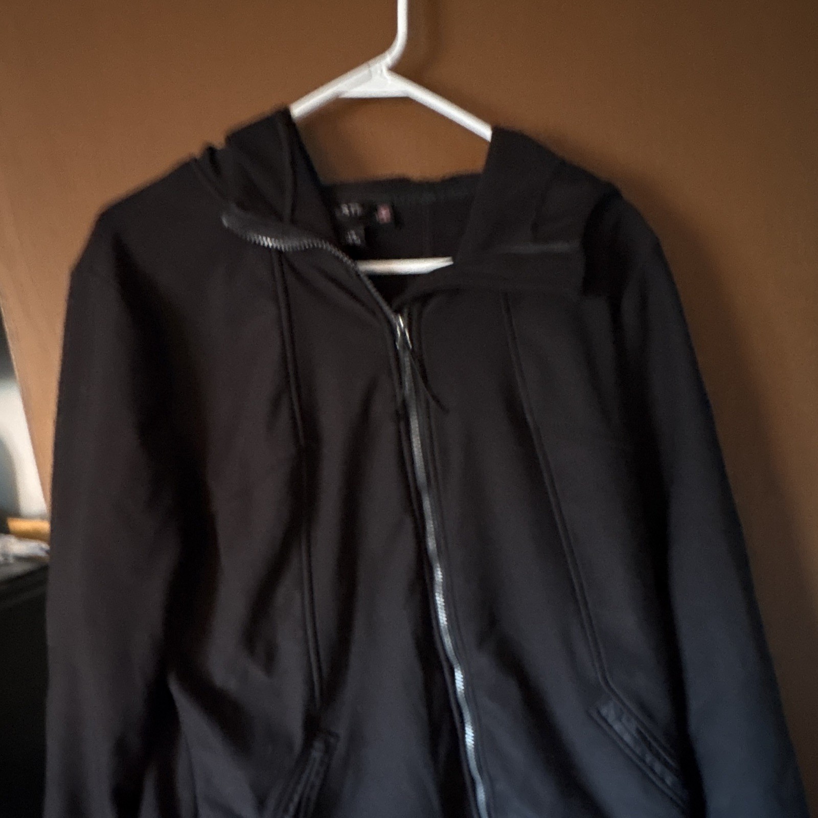 Swiss Tech Women’s Black Hooded Full Zip Mid-Length Jacket L Regular Fit