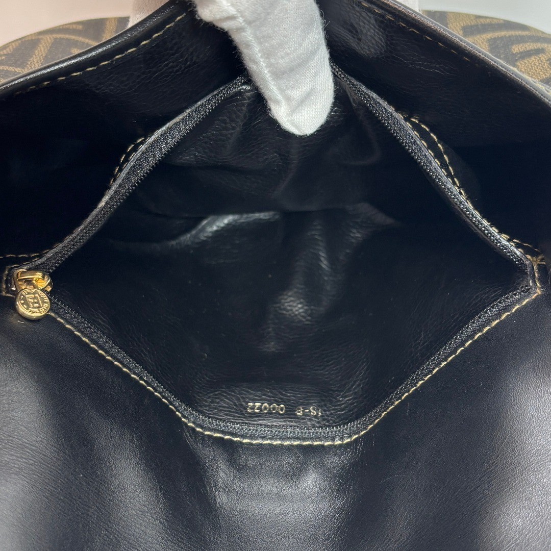 FENDI Zucca Shoulder Flap-style MBZ963 Canvas Brown Size: W:9.1 × H: 7.9 in.