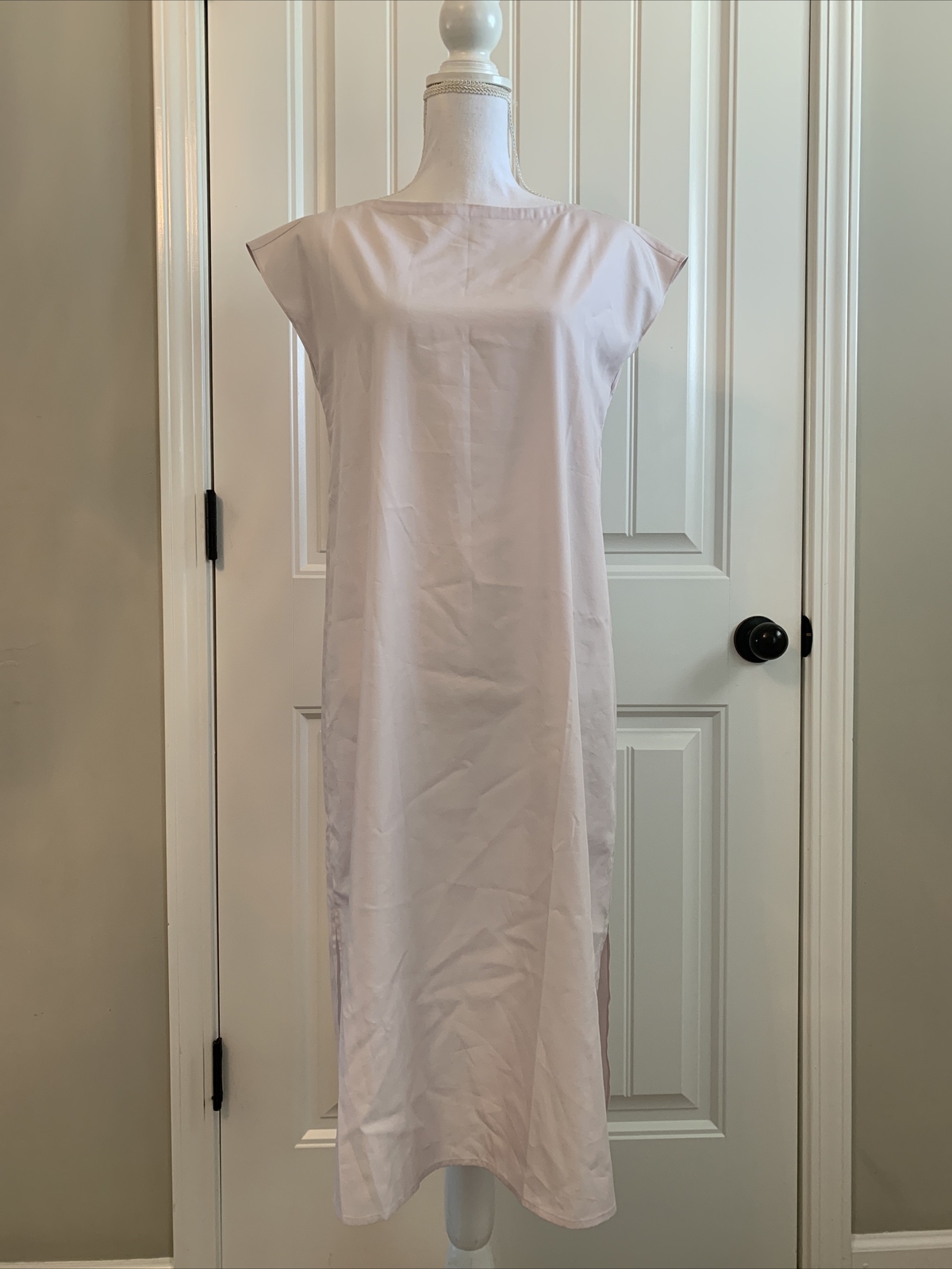 New Eileen Fisher SandWash Tencel Bateau Neck Dress C/L Ceramic Sz Xxs