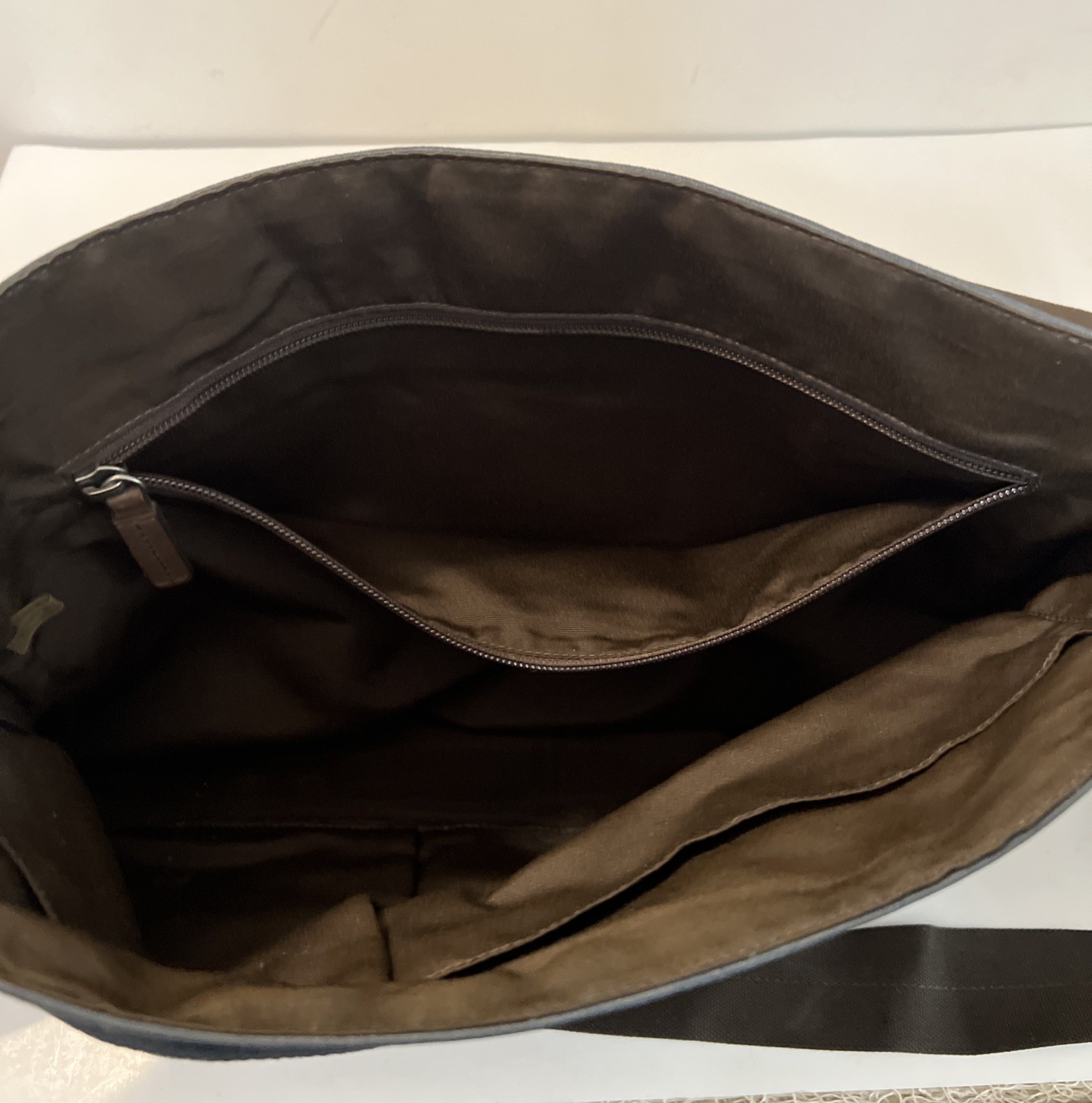 COACH Camden Messenger Bag Brown Grayish-blue Canvas Leather Trim 70829