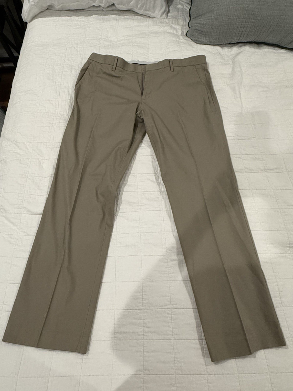 Murano Men’s Beige Twill Stretch Dress Pants Flat Front Straight Leg 38W