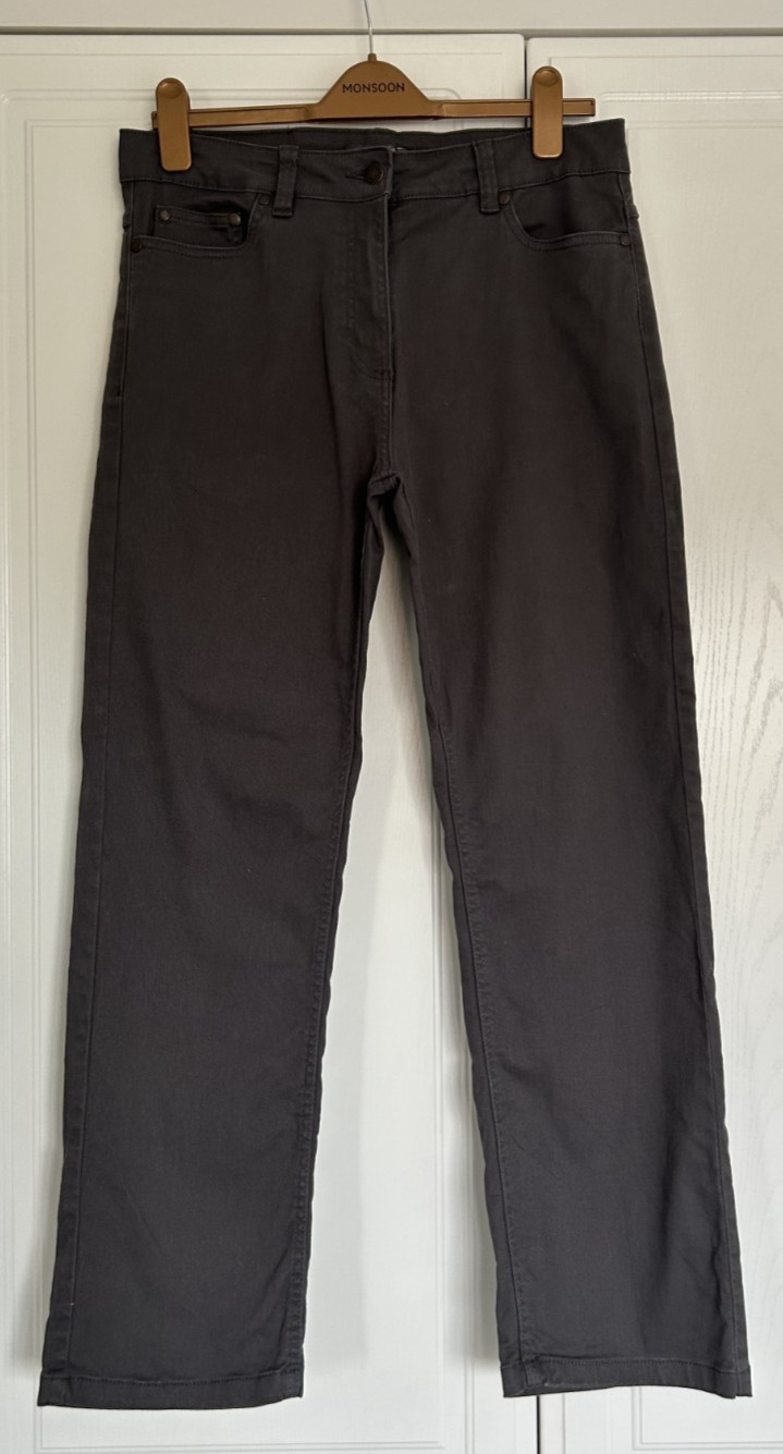 Cotton Traders Ladies Charcoal Grey Trousers Size 12 98% Cotton Stretch Elastane