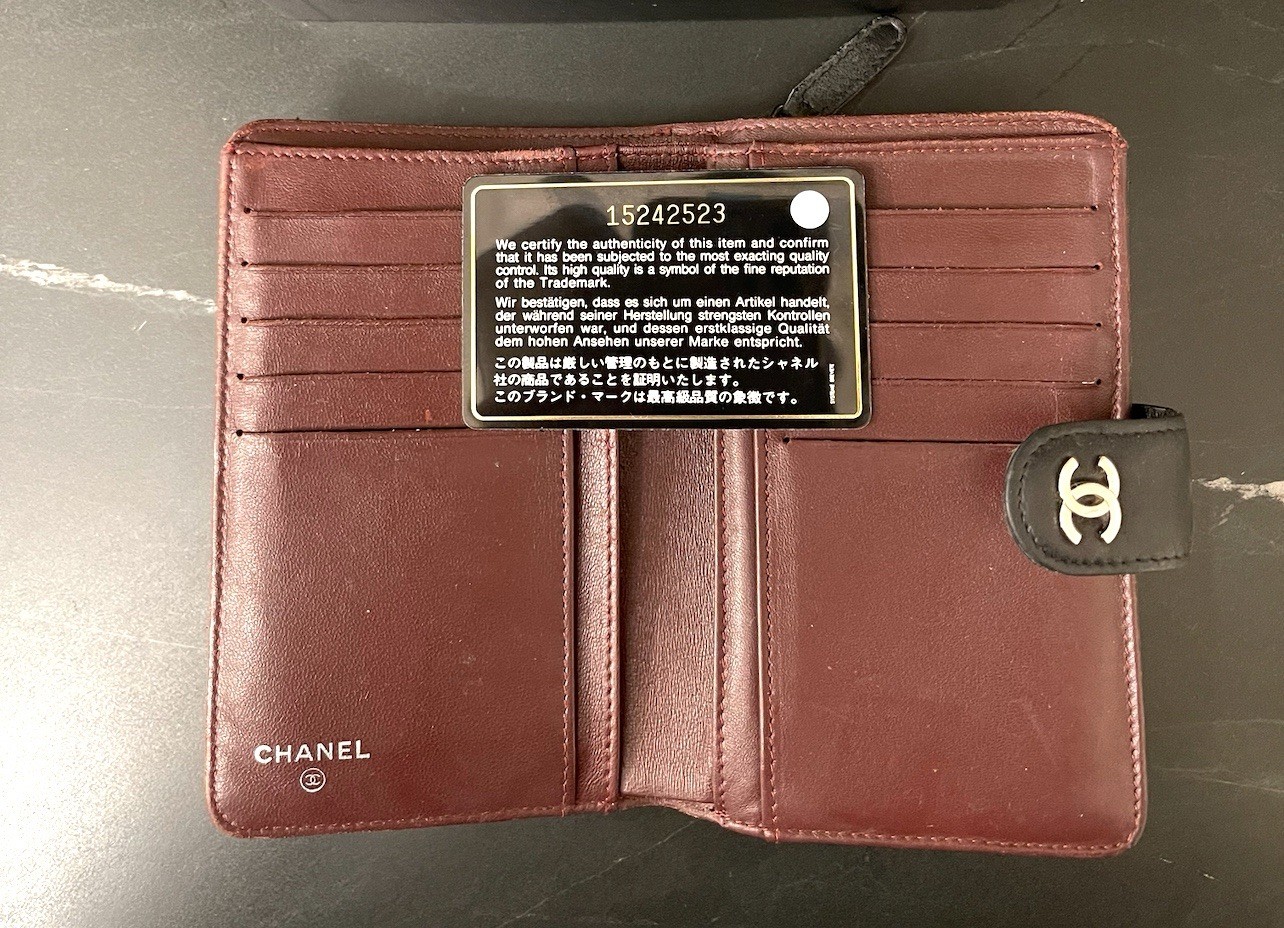 Chanel Bifold Matelasse Wallet~ Soft Black Lambskin~Silver~Box/ID Card