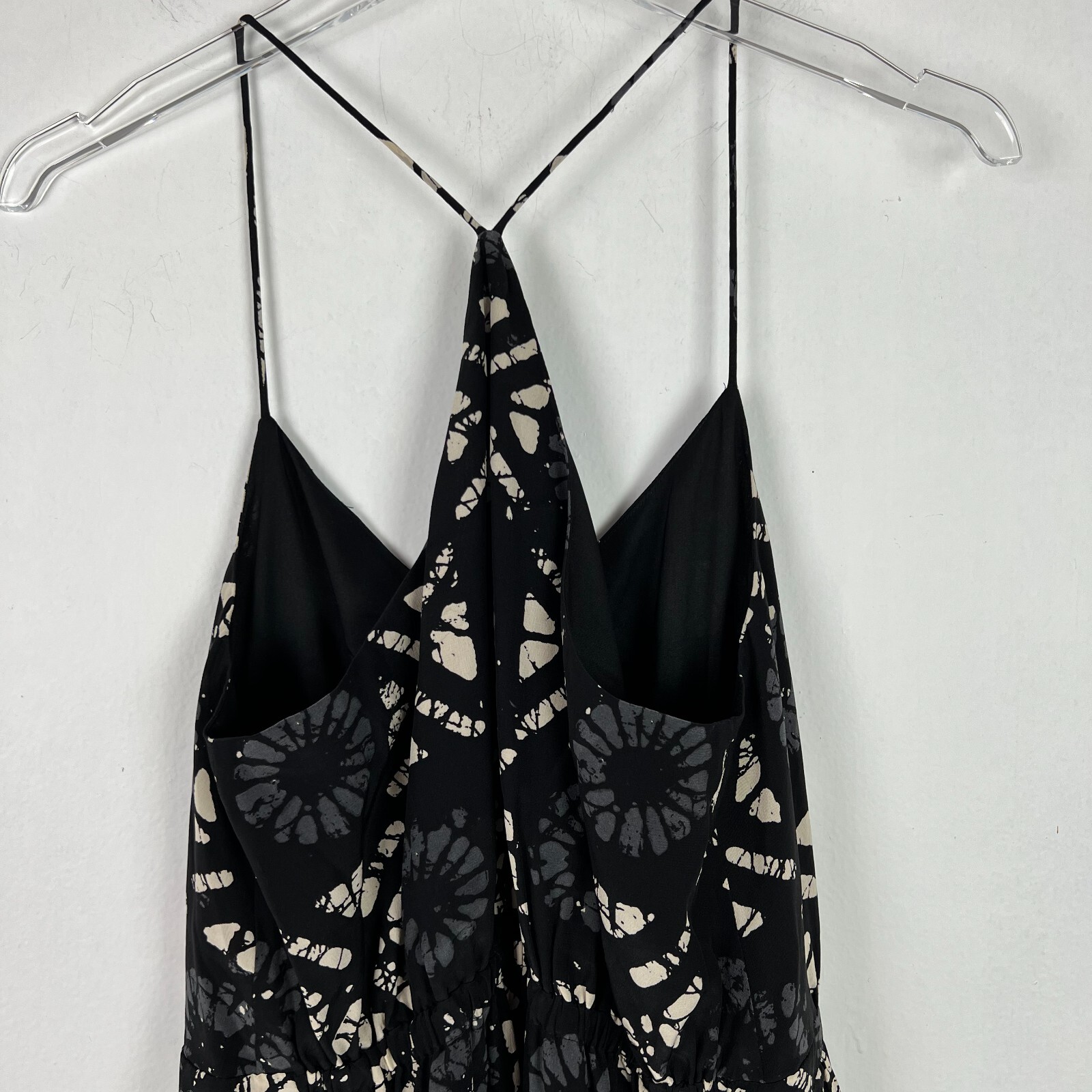 Madewell Starview Batik Grid Silk Cami Dress Racerback Black Size 4 EUC L1579