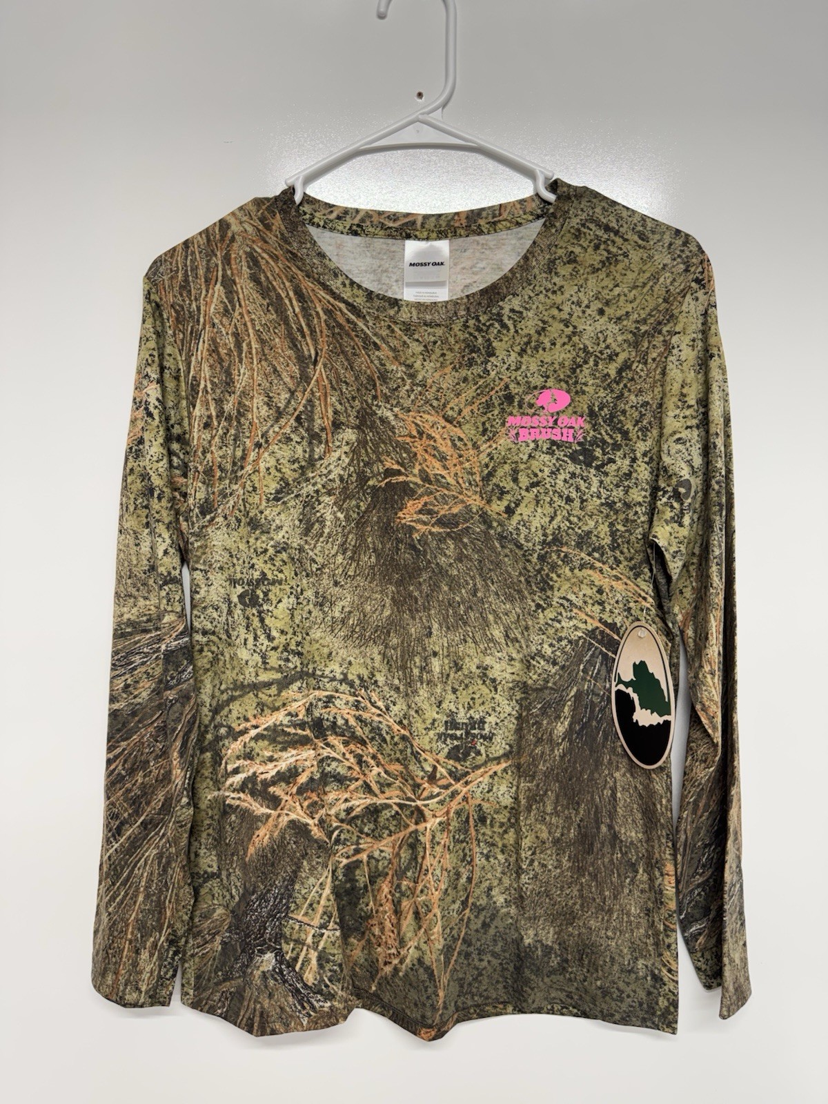 Mossy Oak Women’s Brush Camo Long Sleeve Shirt (Pink Logo) Size Medium NWT NEW