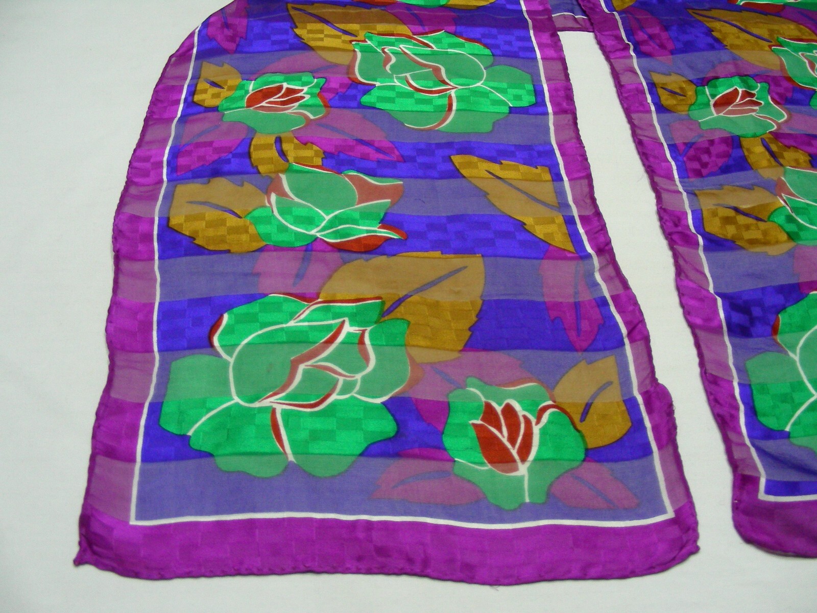 NORDSTROM – Sheer Floral Print – Made in Italy – 10 1/2″ x 53″ -100% Silk Scarf!