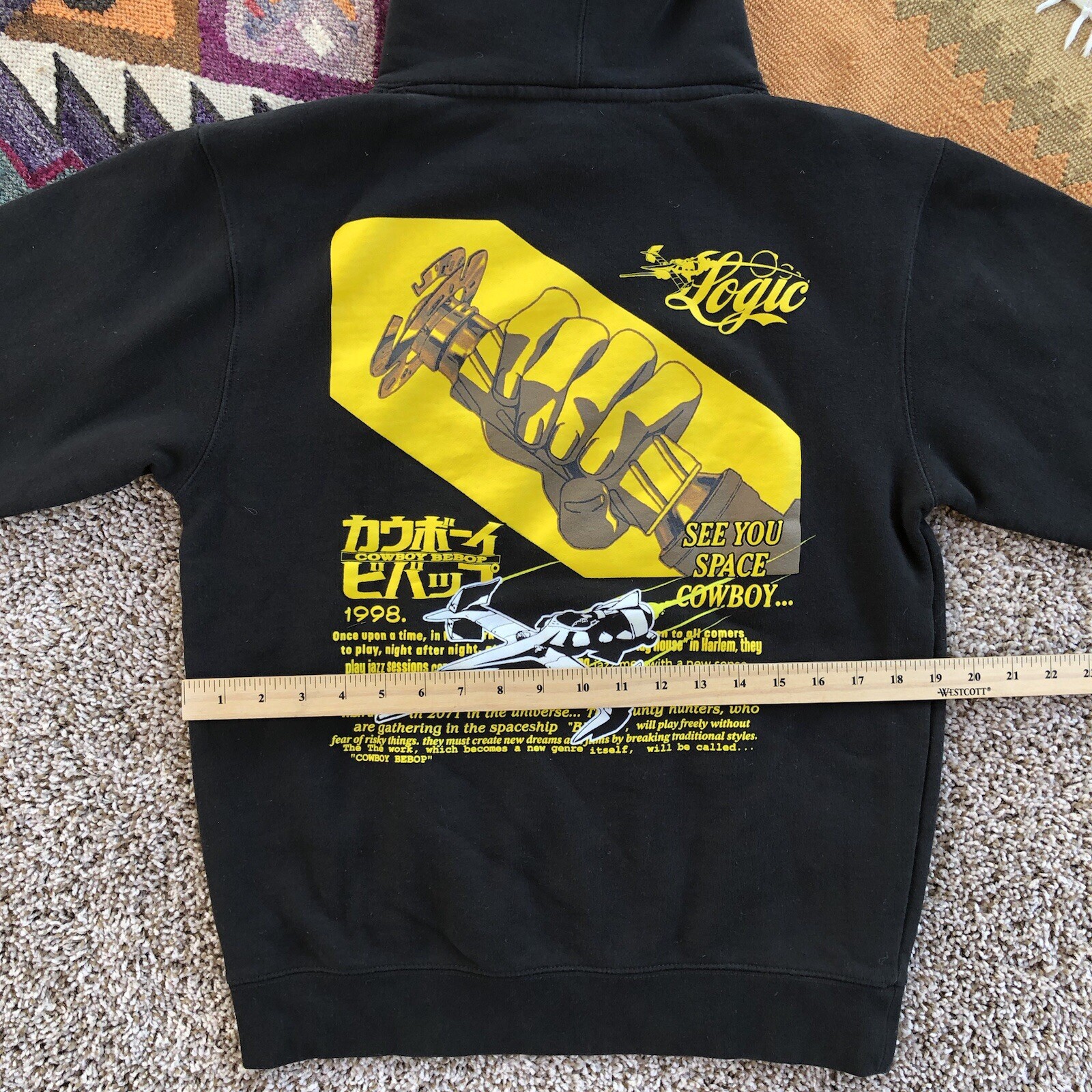 Cowboy Bebop 1998 Crunchyroll Hoodie Size Small Anime Logic Black Pullover EUC
