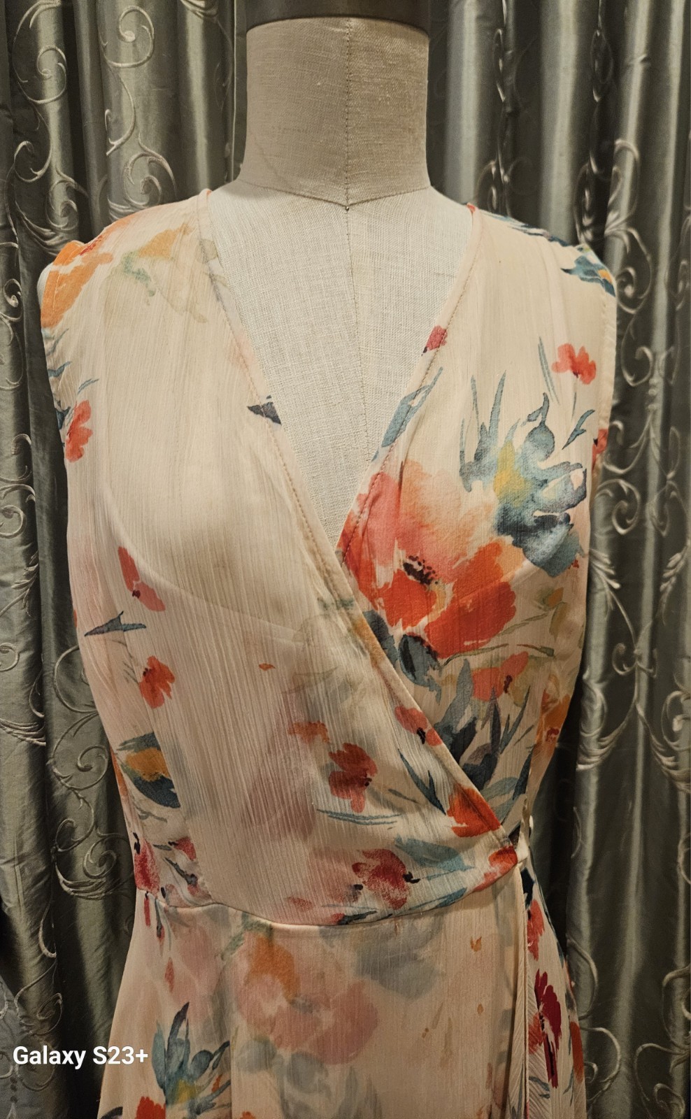 Ladies 12 Calvin Klein Couture Chiffon Floral Dress – vintage