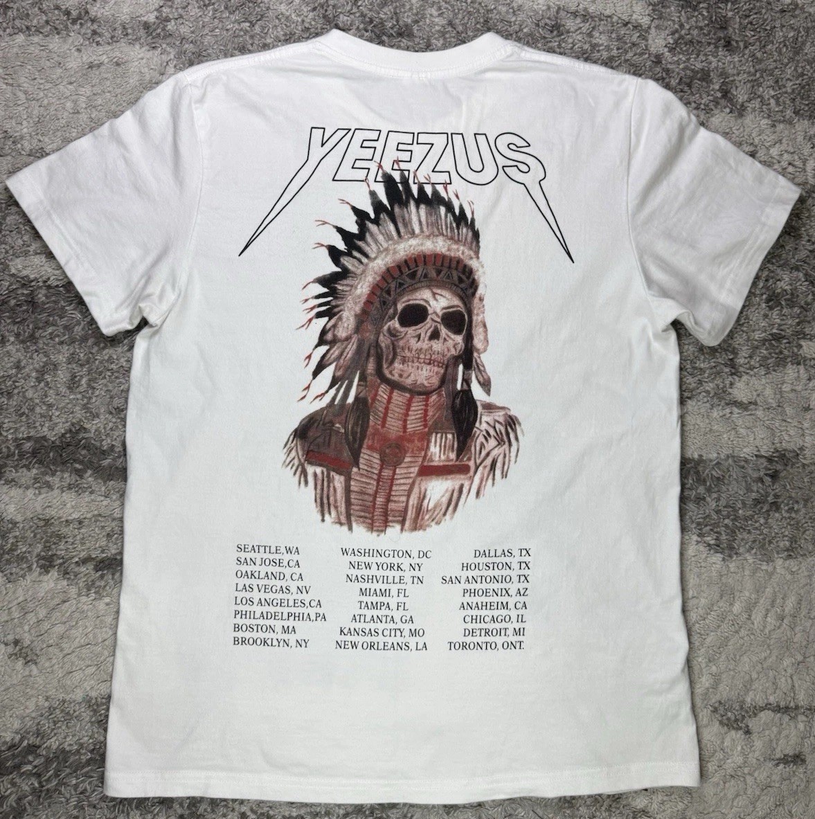 Kanye West Yeezus Tour T Shirt Mens Large White Skull Graphic Rap Hip Hop