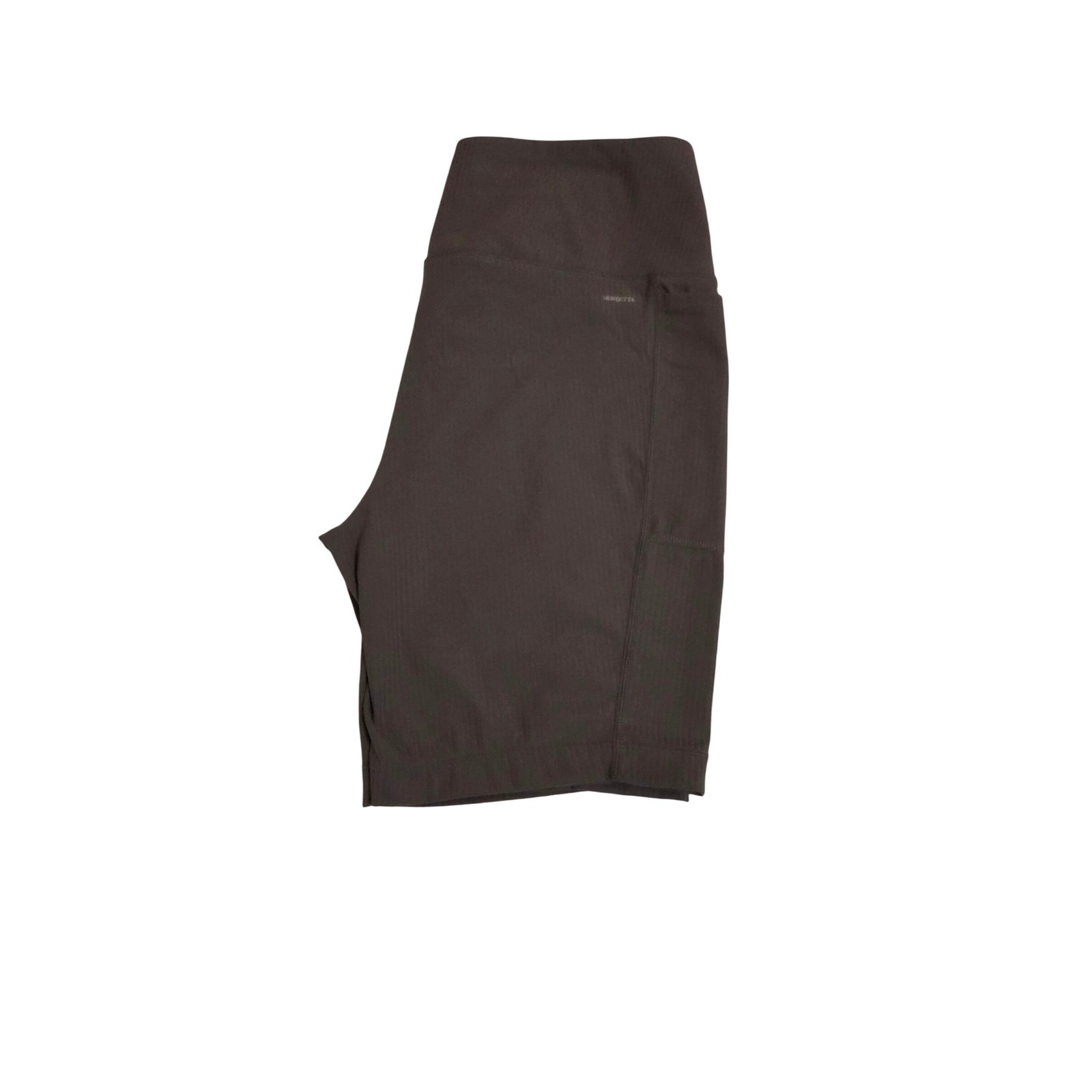 Mondetta Performance Luxury Ribbed Biker Shorts Brown High Waist Pockets Size L