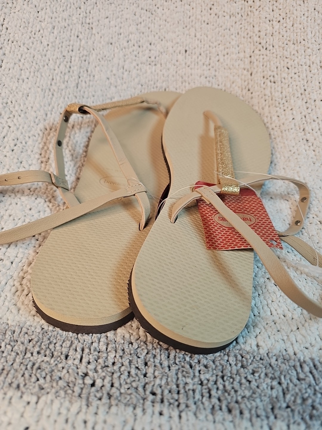 Havaianas You Rio Womens Flip Flop Buckle Ankle Gold Flat Sandals S 10.5, EUR 42