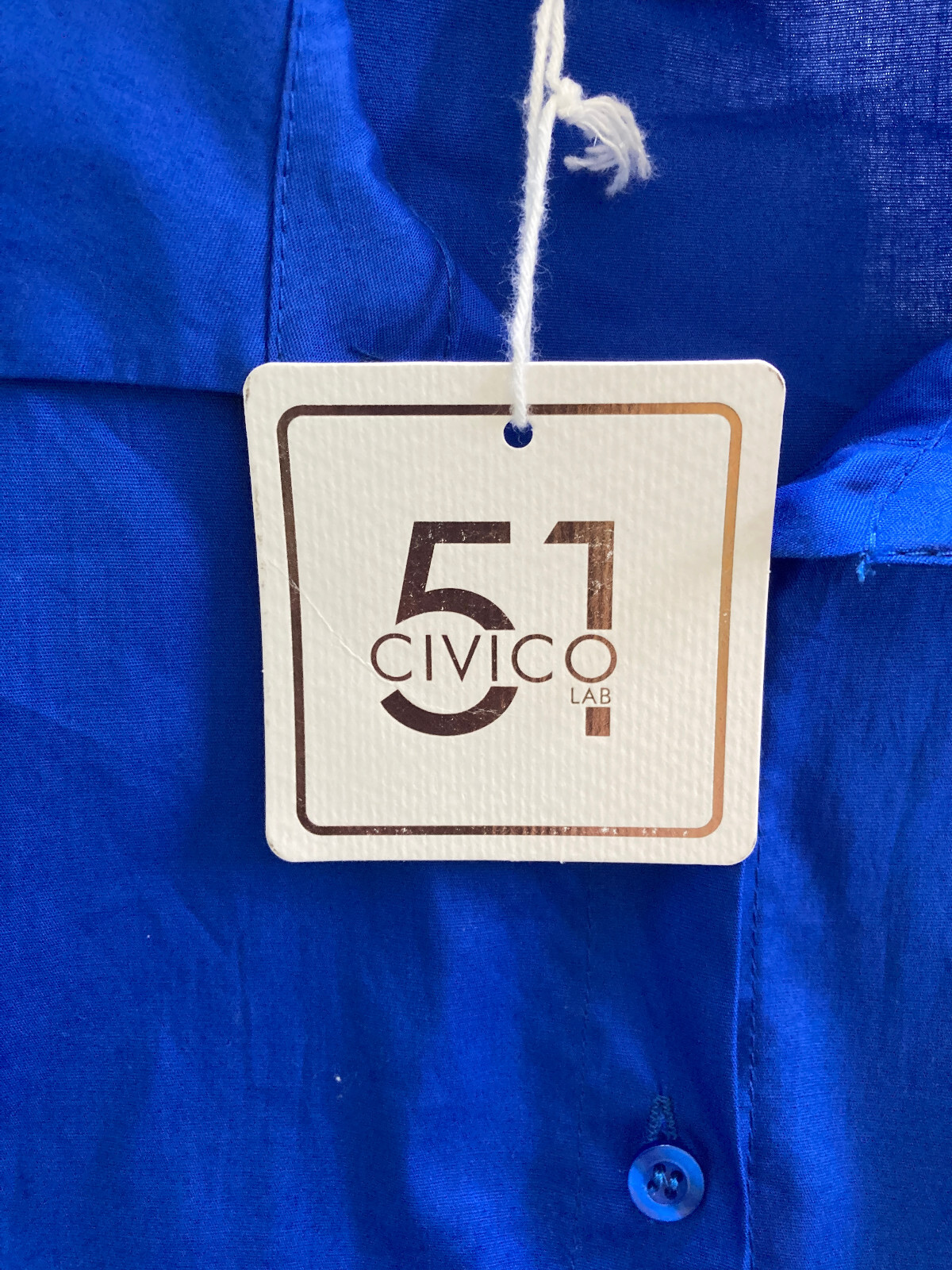 NWT CIVICO 51 Made In Italy Cotton Poplin Button Down Maxi Dress Sz L Blue