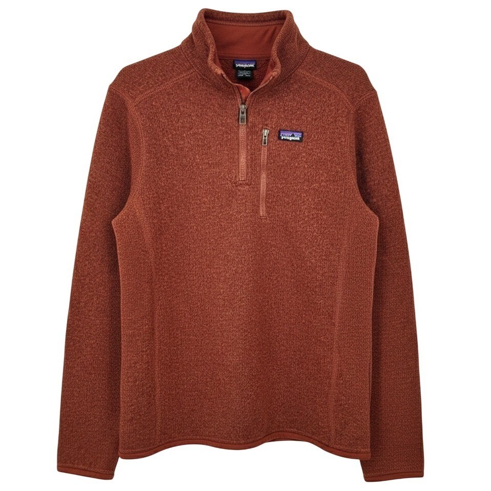 Patagonia Boys Better Sweater Rust Fleece Pullover 1/4 Zip Jacket XXL 16 18 – AC