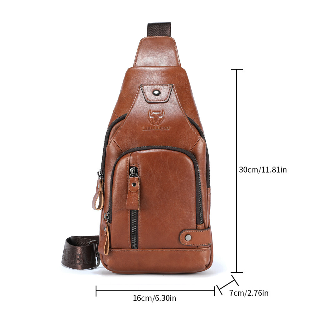 Sling Backpack Men Chest bag Crossbody Bag Shoulder Bag 100% Genuine Leather New