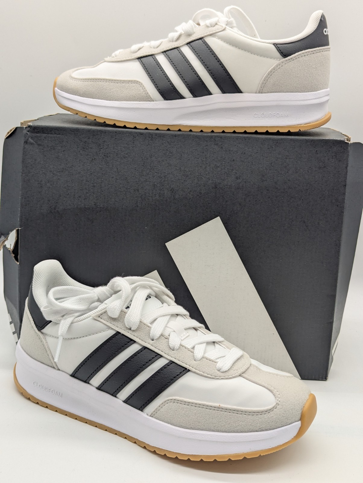 Kids Size 6.5 / Womens 7.5 Adidas Run 70s 2.0 J JI2266 White Black Gum Shoes New