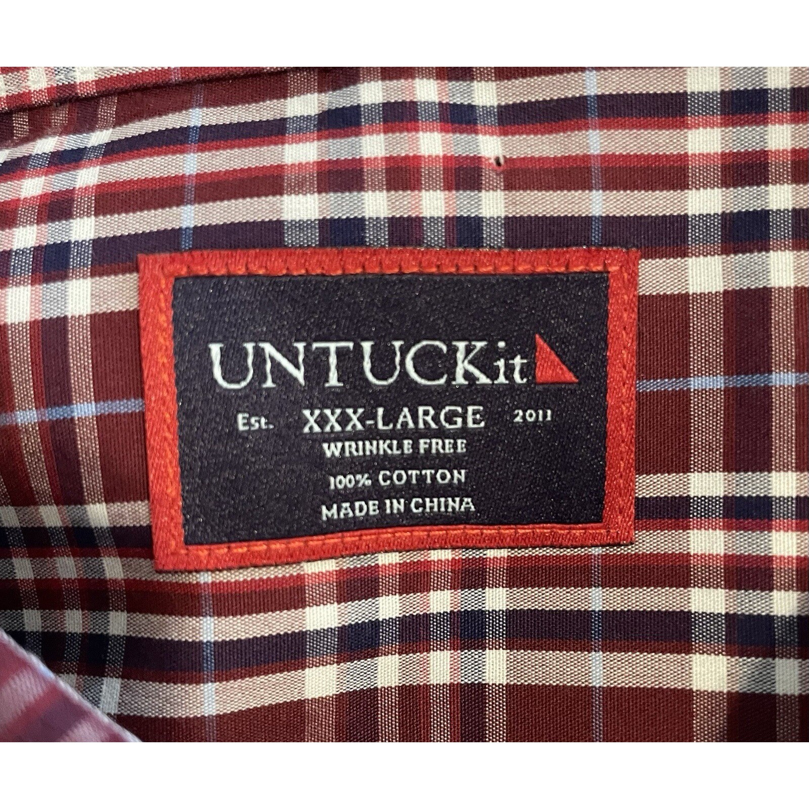 UNTUCKit XXXL Button Down Shirt Mens Red Plaid Wrinkle Free Long Sleeve Preppy
