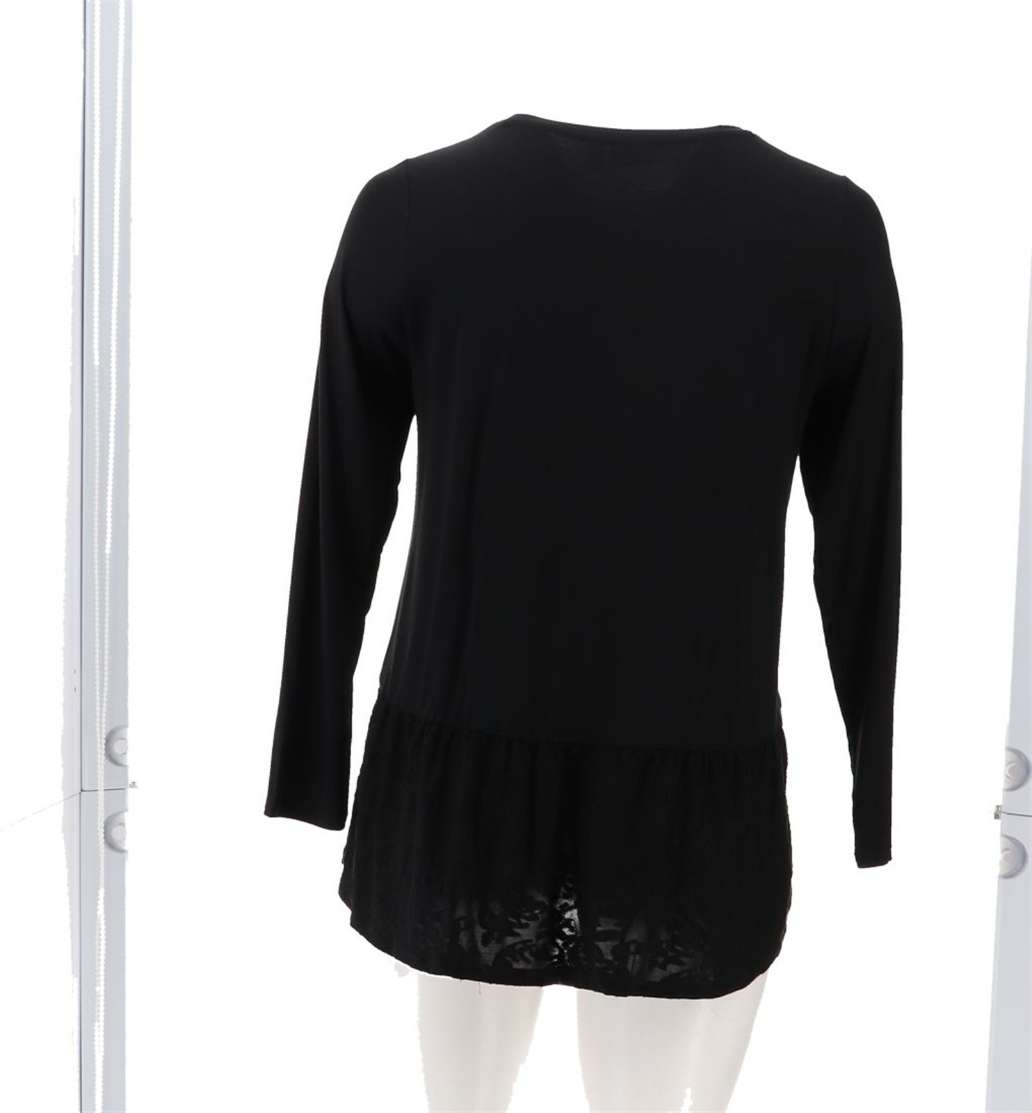 LOGO Lori Goldstein Rayon 230 Layered Top Jacquard Hem Black 1X NWOT (1041)