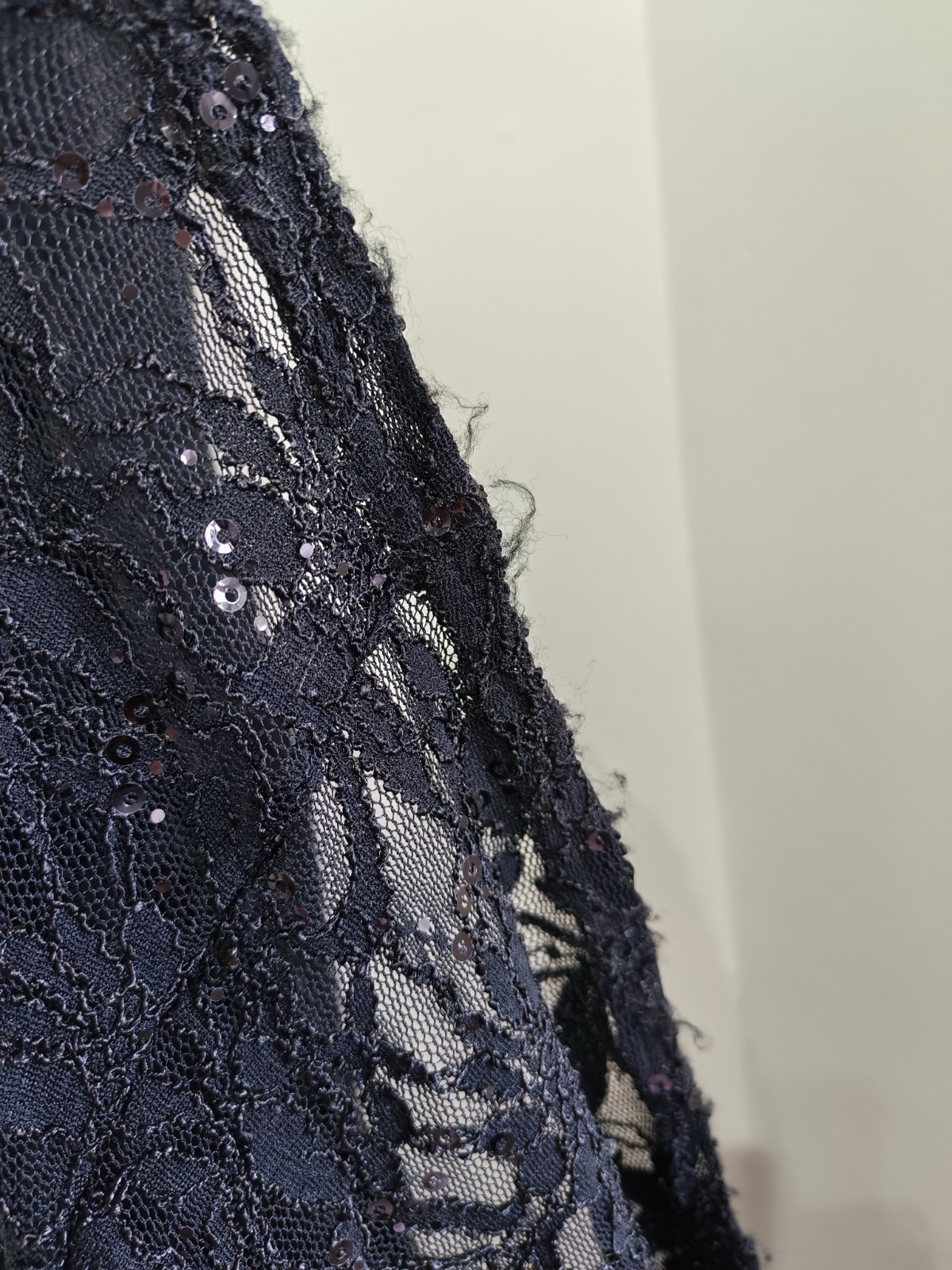 Quiz Black Sequin Lace Fishtail Long Maxi Dress 6 8 Prom Cruise Black Tie