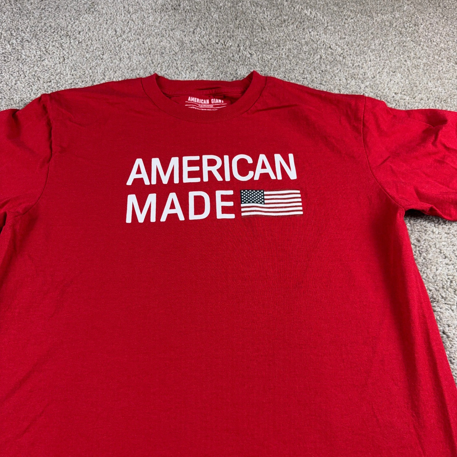 American GIant Shirt Mens Large Red American Made USA Flag Collection Tee Crew
