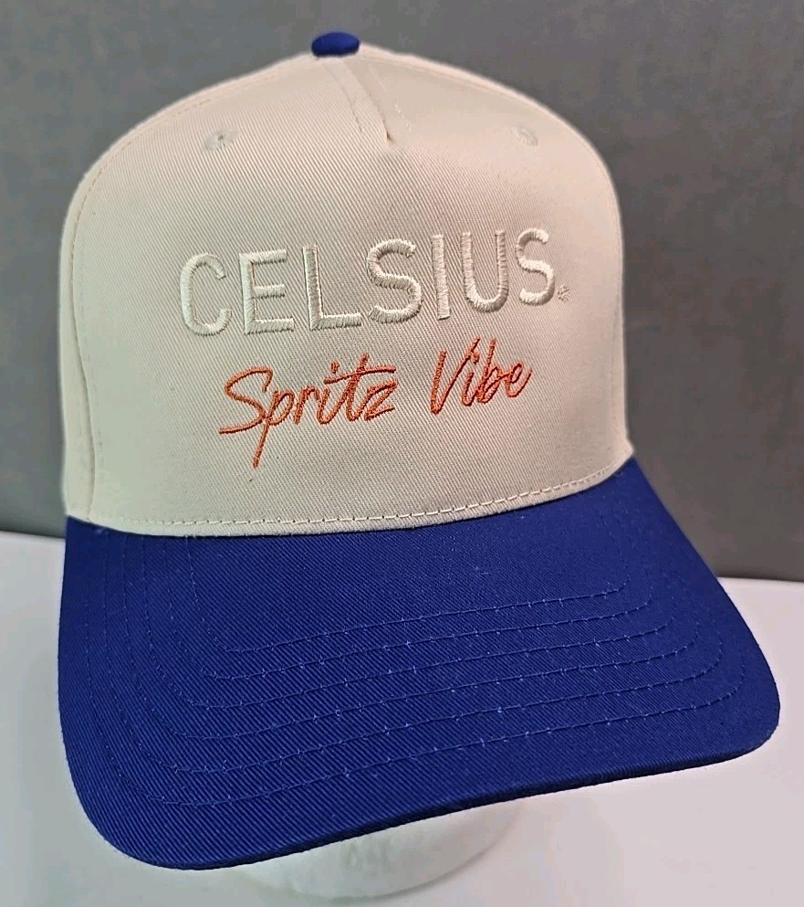 Celsius Spritz Vibe ha snapback A frame blue brim canned beverage cap