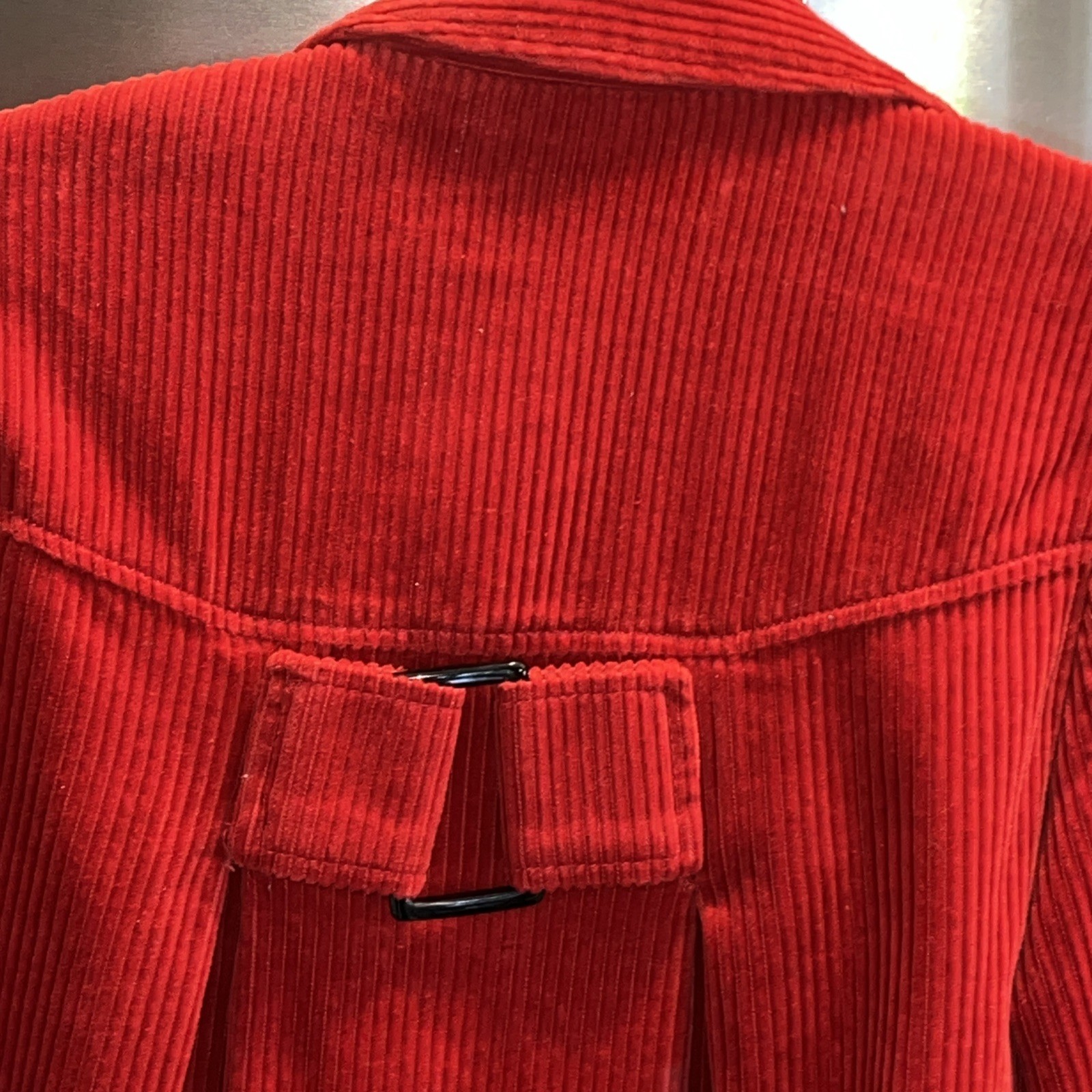 RED Corduroy JACKET Button Front Collared Button Strap Cuffs Womens S Relativity