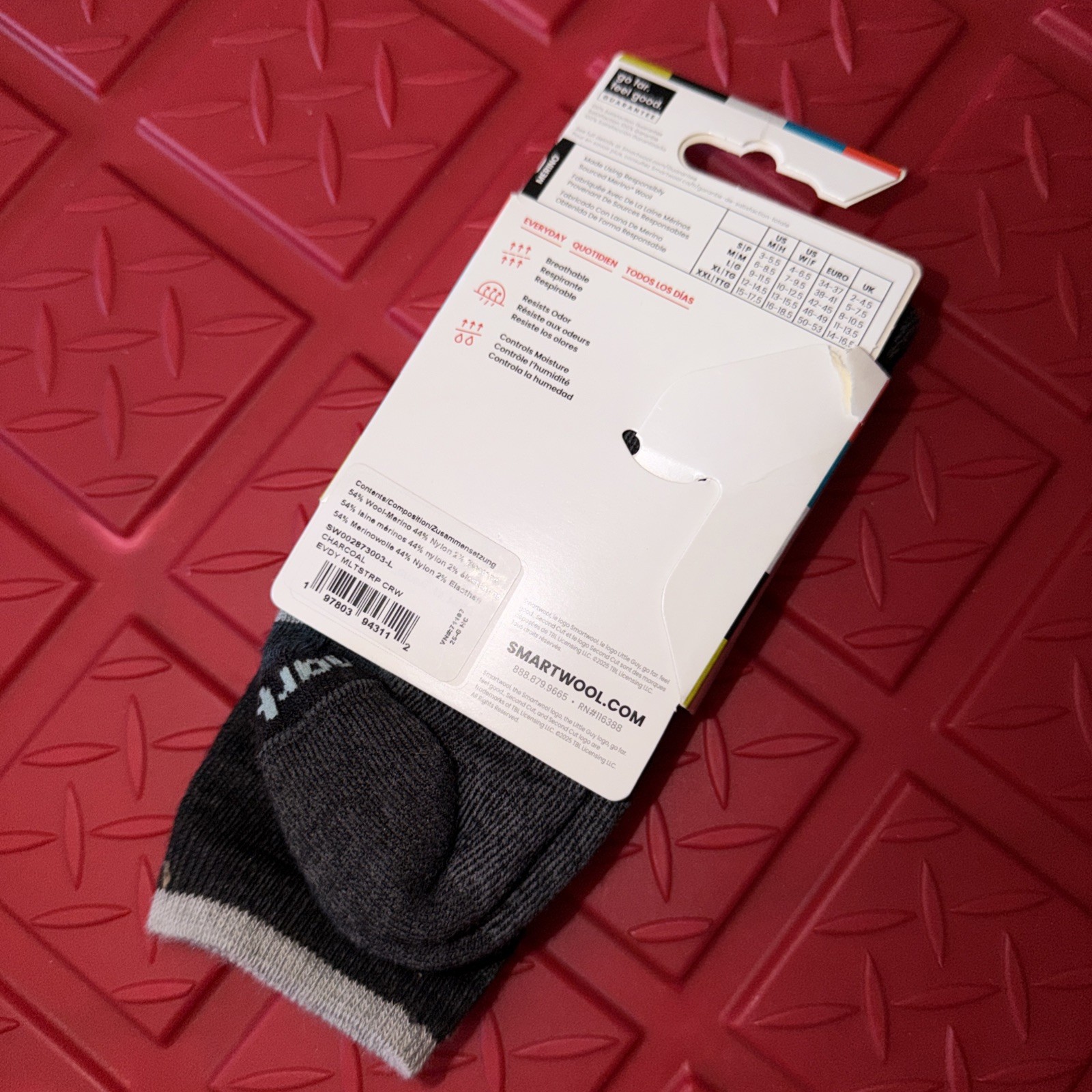 Smartwool Merino Everyday Crew Light Cushion Large M9-11.5 In Charcoal