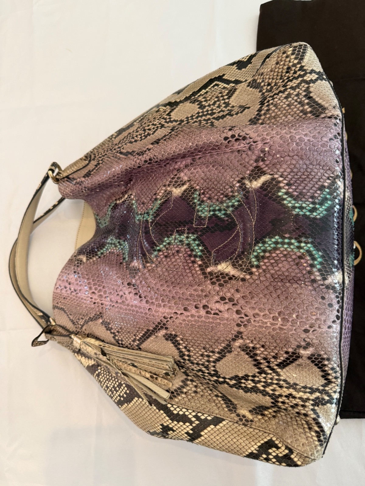 AUTHENTIC GUCCI SOHO LARGE EXOTIC PYTHON TOTE BAG Model Number: 282308