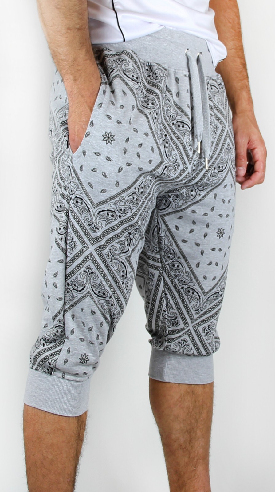 Blue Ocean Mens Bandana Printed Jogger Crop Pants (CP-33)