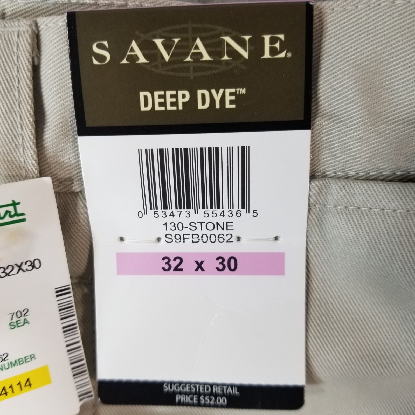Savane khaki chino pants men’s 32×30 beige cotton preppy retro NEW
